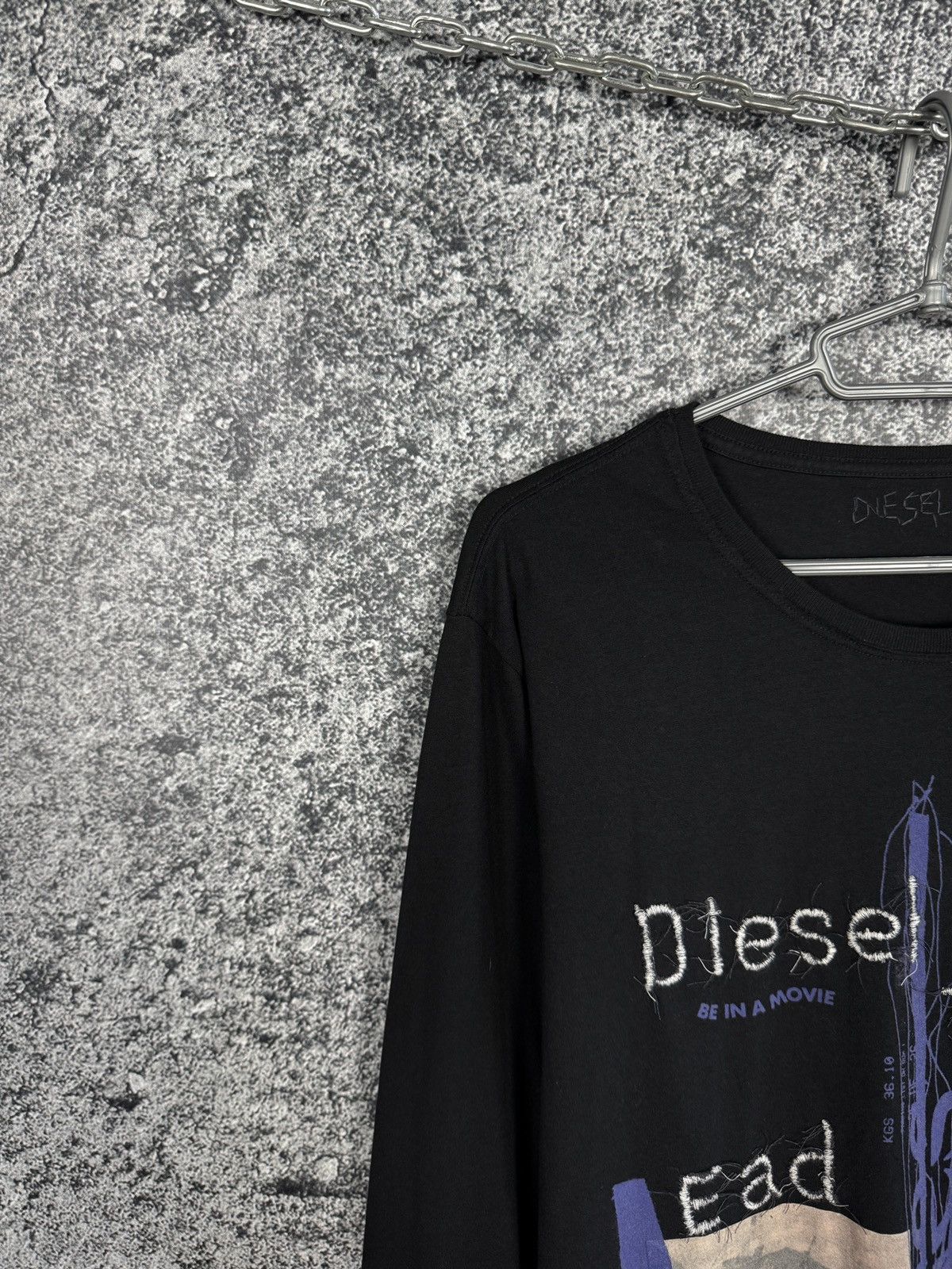 Diesel Men’s Diesel Long Sleeve Graphic T-Shirt Black Size XL Size US XL / EU 56 / 4 - 3 Thumbnail
