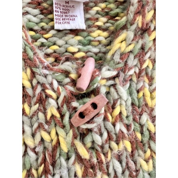 Vintage Vintage Y2K Chunky Knit Textured Hooded Sweater in Olive Mix Size S / US 4 / IT 40 - 5 Thumbnail