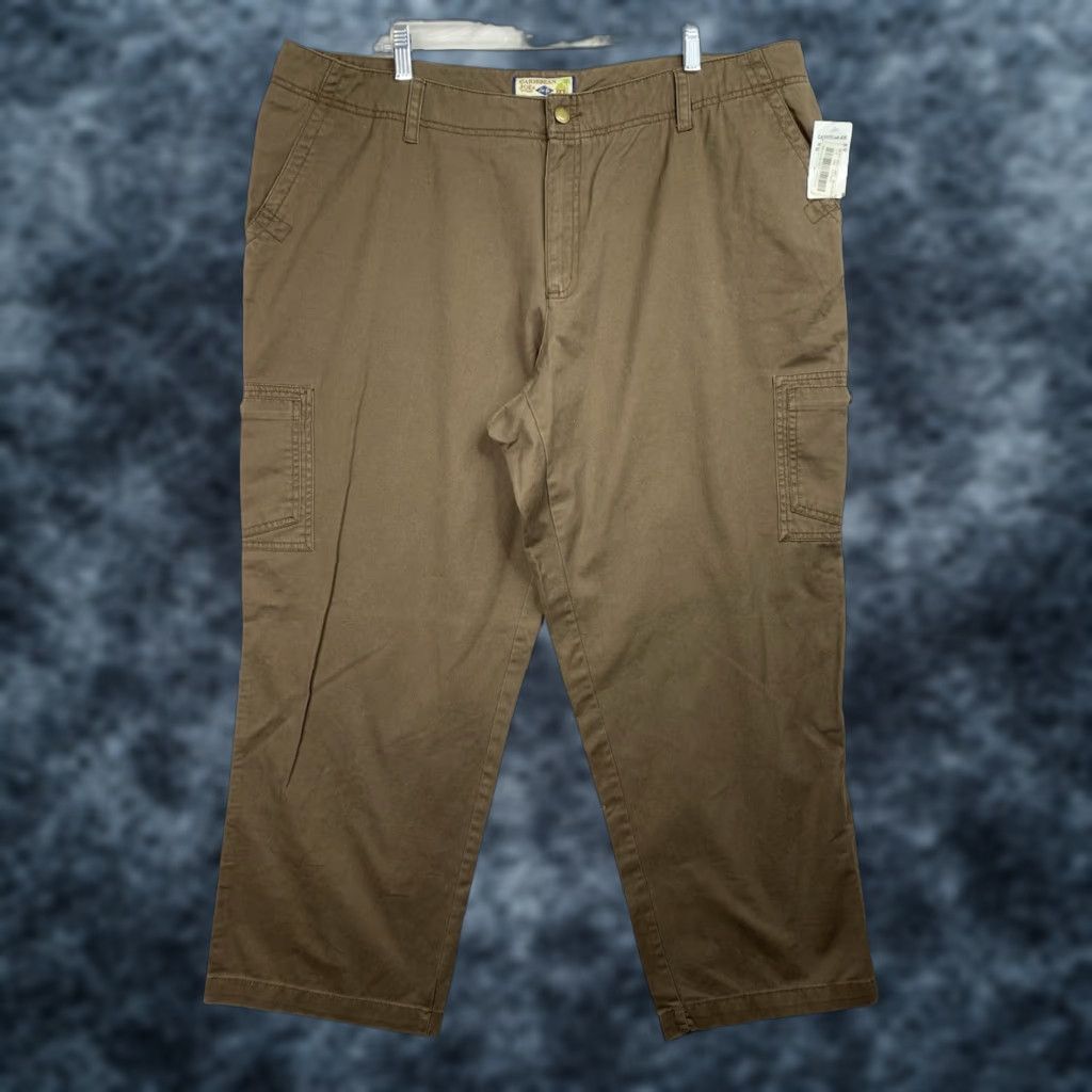 Vintage Caribbean Joe Cargo Pants Brown 20W Women 100% Cotton Plus Size Pockets Travel Casual NWT Size 42" / US 20 - 1 Thumbnail