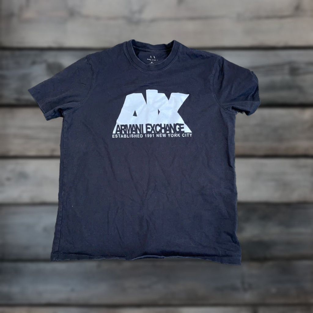 Armani Exchange Armani Exchange T-Shirt Adult Medium Black Cotton Logo Print Graphic Mens Size US M / EU 48-50 / 2 - 1 Thumbnail
