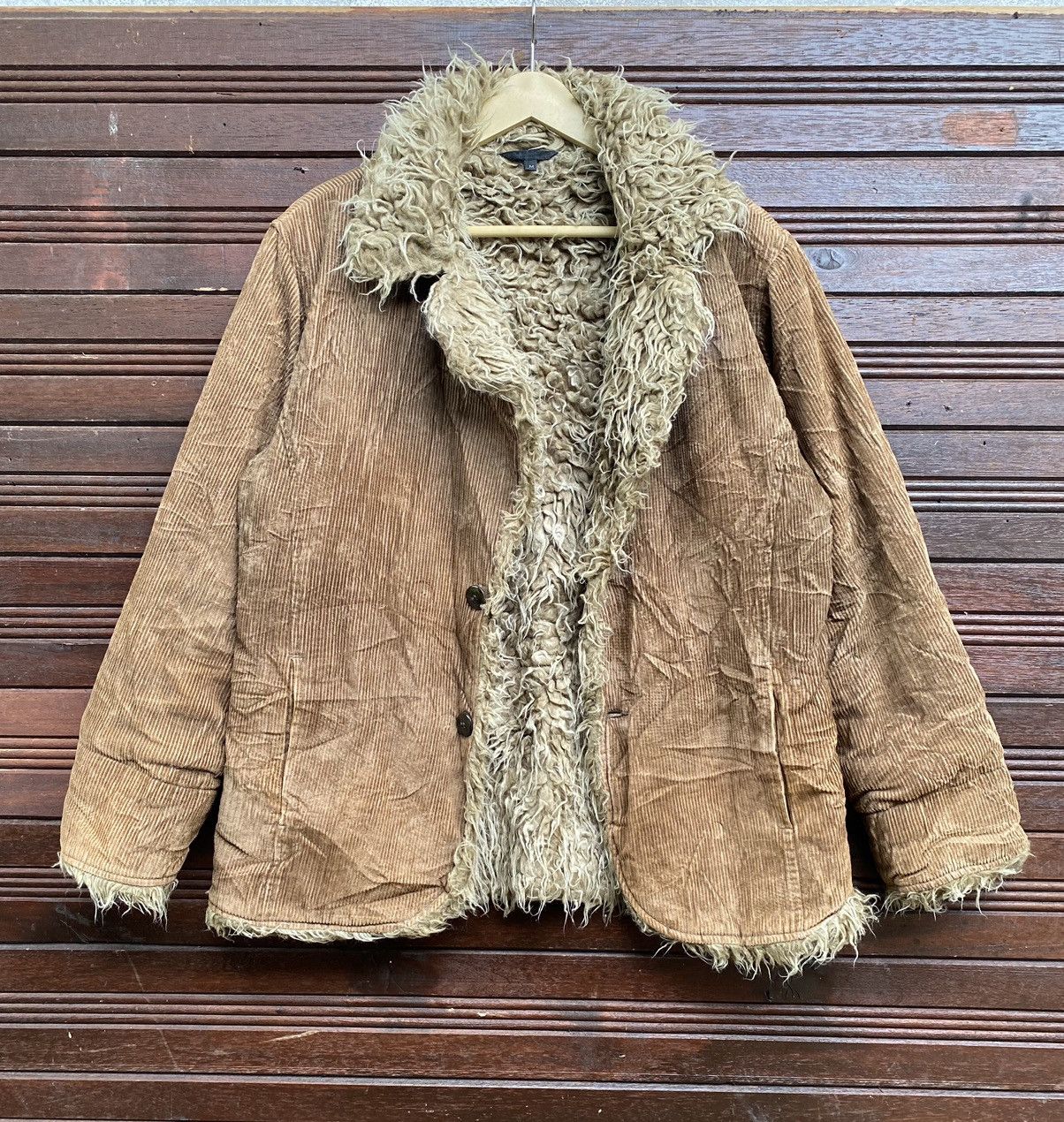 If Six Was Nine Vintage Trixy Corduroy Faux Fur Sherpa Jacket Size US M / EU 48-50 / 2 - 1 Thumbnail