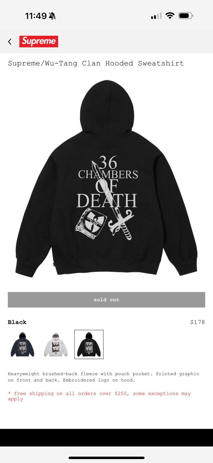 Supreme Supreme Wu Tang Clean Hooded Sweatshirt Size US L / EU 52-54 / 3 - 2 Thumbnail