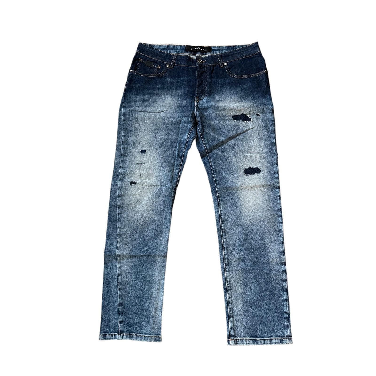 John Richmond John Richmond Distressed Patched Slim Fit Jeans Size US 40 / EU 56 - 2 Thumbnail