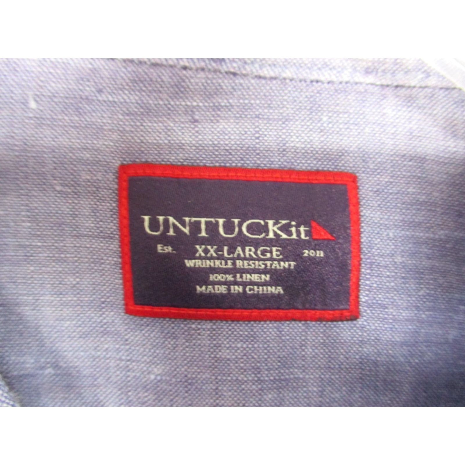 UNTUCKit UNTUCKit Linen Shirt Men's XXL Heathered Blue Long Sleeve Button-Up Collared Shirt Badges: N/A Size US XXL / EU 58 / 5 - 6 Thumbnail