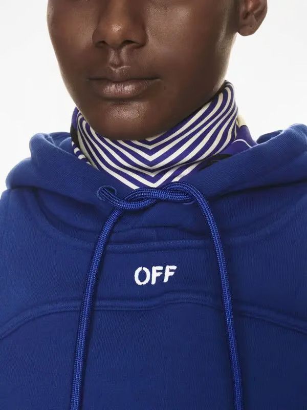 Off-White o1gr1nt0425 Off Stamp Round Crop Hoodie in Blue Size M / US 6-8 / IT 42-44 - 5 Thumbnail
