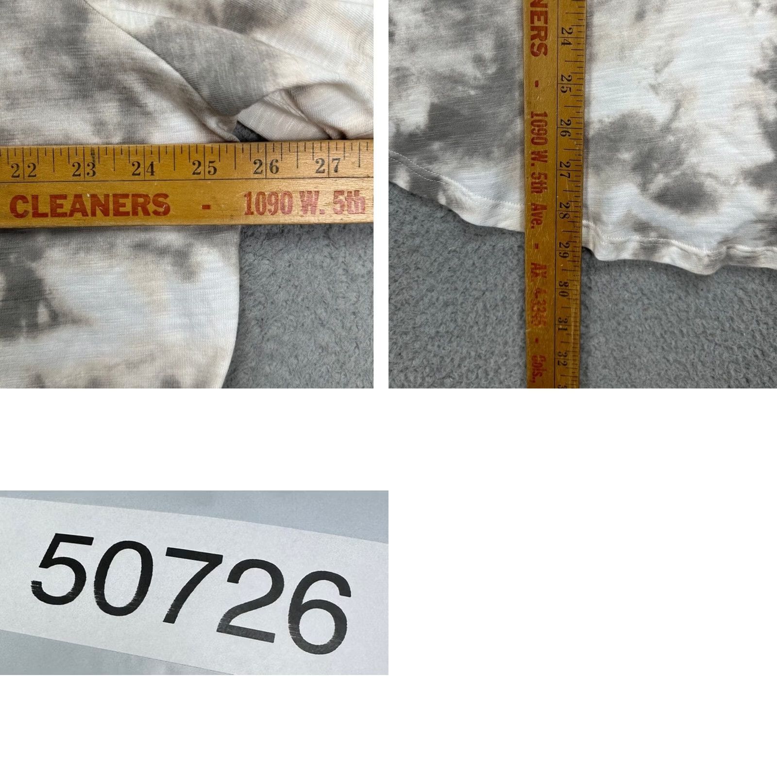 Vintage Tahari Top Womens 2X Plus White Grey Tie-Dye V-Neck Blouse Size XXL / US 16-18 / IT 52-54 - 8 Thumbnail