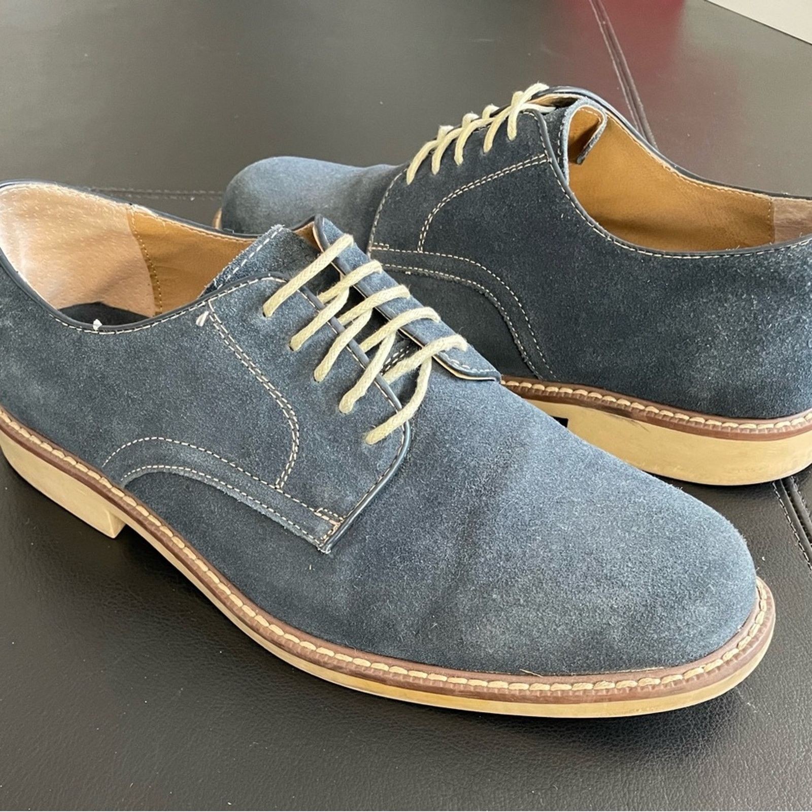 G.H. Bass & Co. GH BASS navy suede men’s dress oxford shoes size 12 Size US 12 / EU 45 - 3 Thumbnail