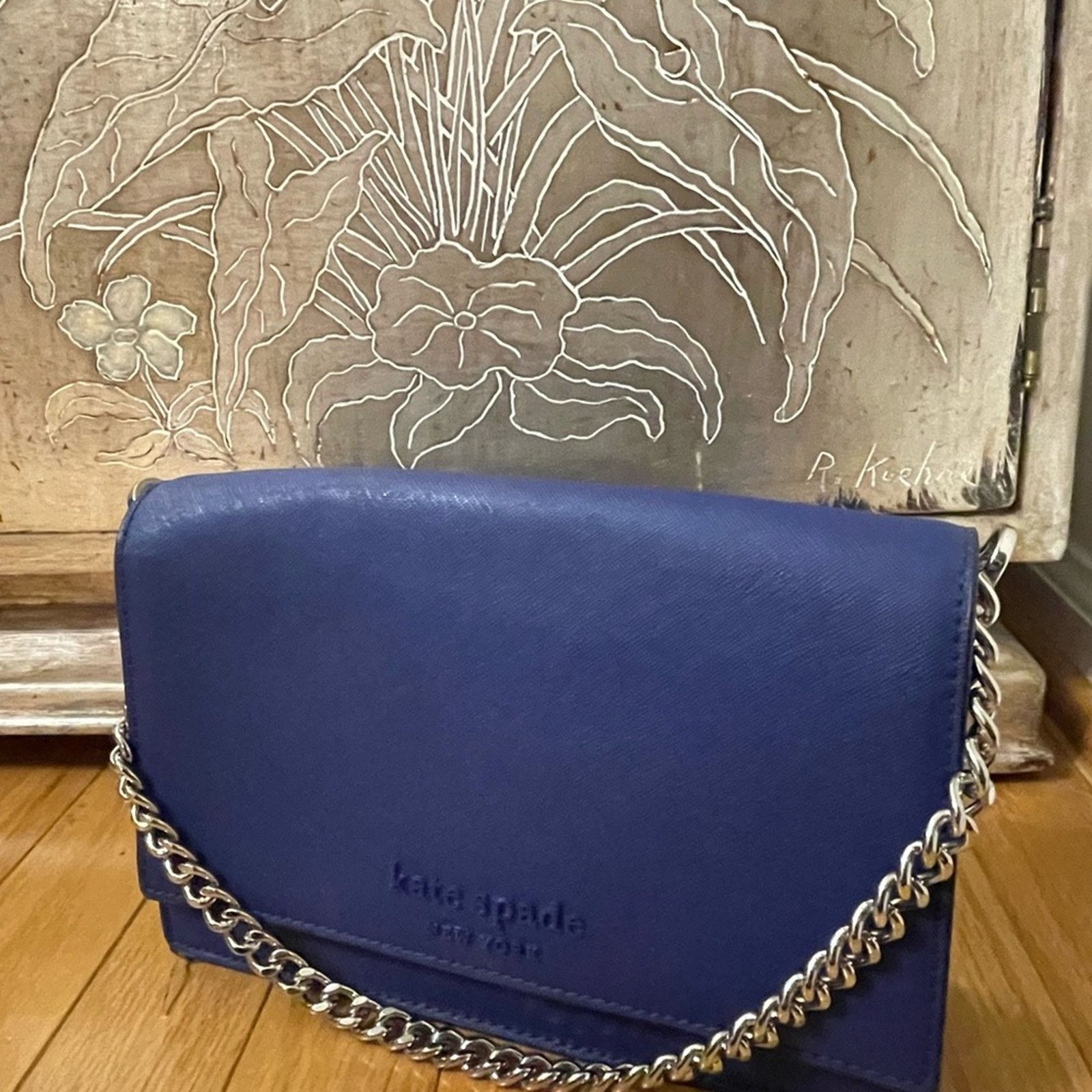 Kate Spade Kate Spade Navy Clutch with Silver Chain Size ONE SIZE - 1 Thumbnail