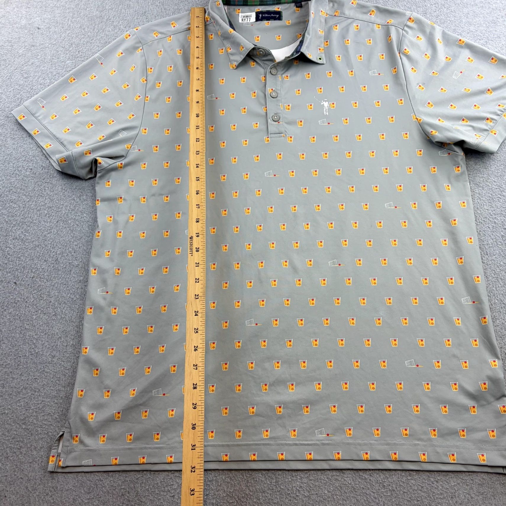 Vintage William Murray Polo Shirt Mens XL Gray Cocktail Print Golf Performance Adult Polo Short Sleeve Gray Cocktail Print Mens XL Size US XL / EU 56 / 4 - 3 Thumbnail