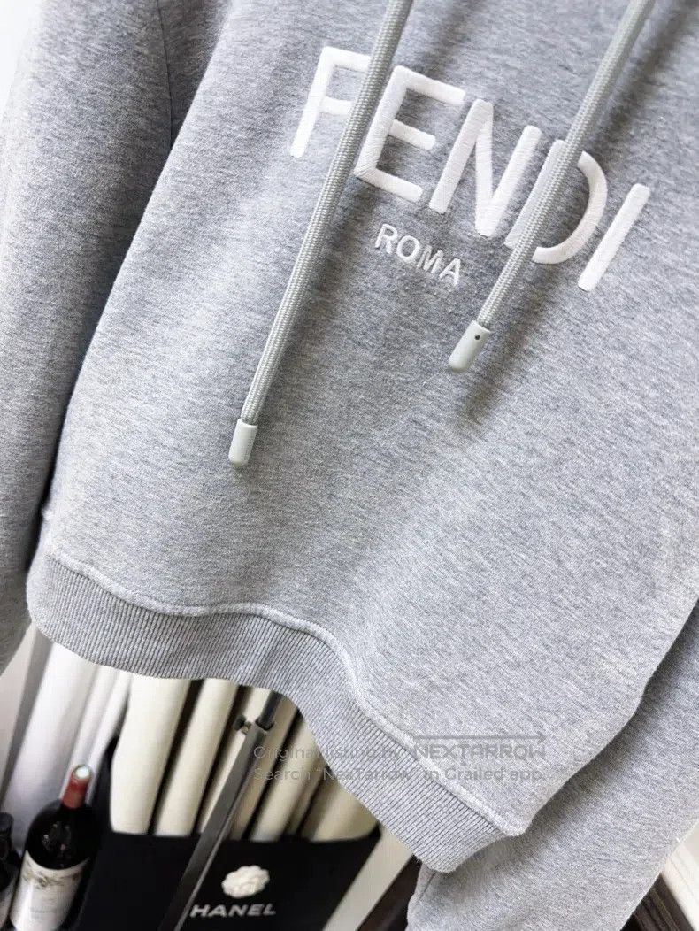 Fendi Fendi Grey letter logo print hooded sweatshirt Size M / US 6-8 / IT 42-44 - 3 Thumbnail