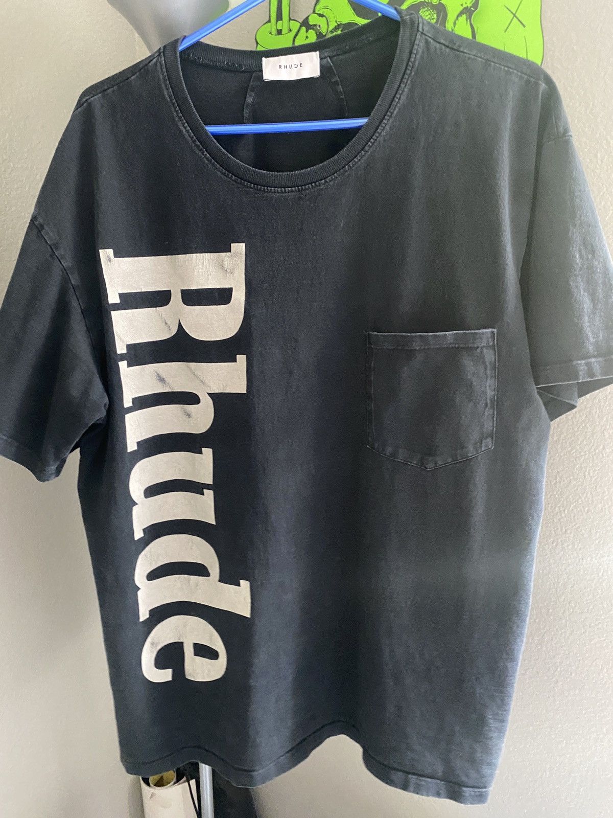 Image of Rhude Logo Pocket Tee in Black, Men's (Size Small)