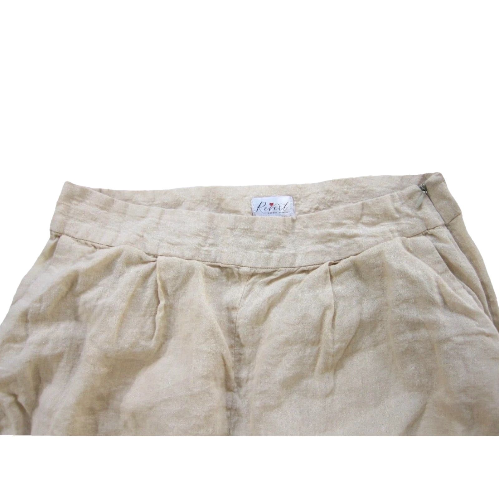 Vintage Revert Apparel 100% Linen Beige Brown Wide Leg High Rise Pocket Pant Women L Size 36" / US 14 / IT 50 - 3 Thumbnail
