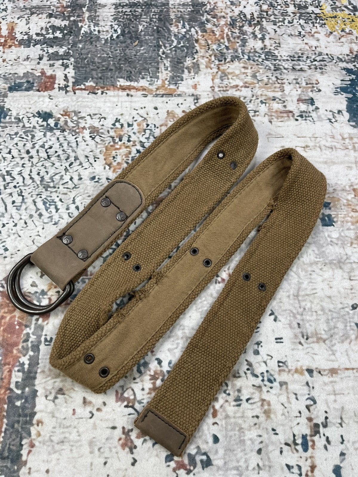 Hypebeast Vintage Leather Cotton Studded Waist Belt Size 32 - 3 Thumbnail