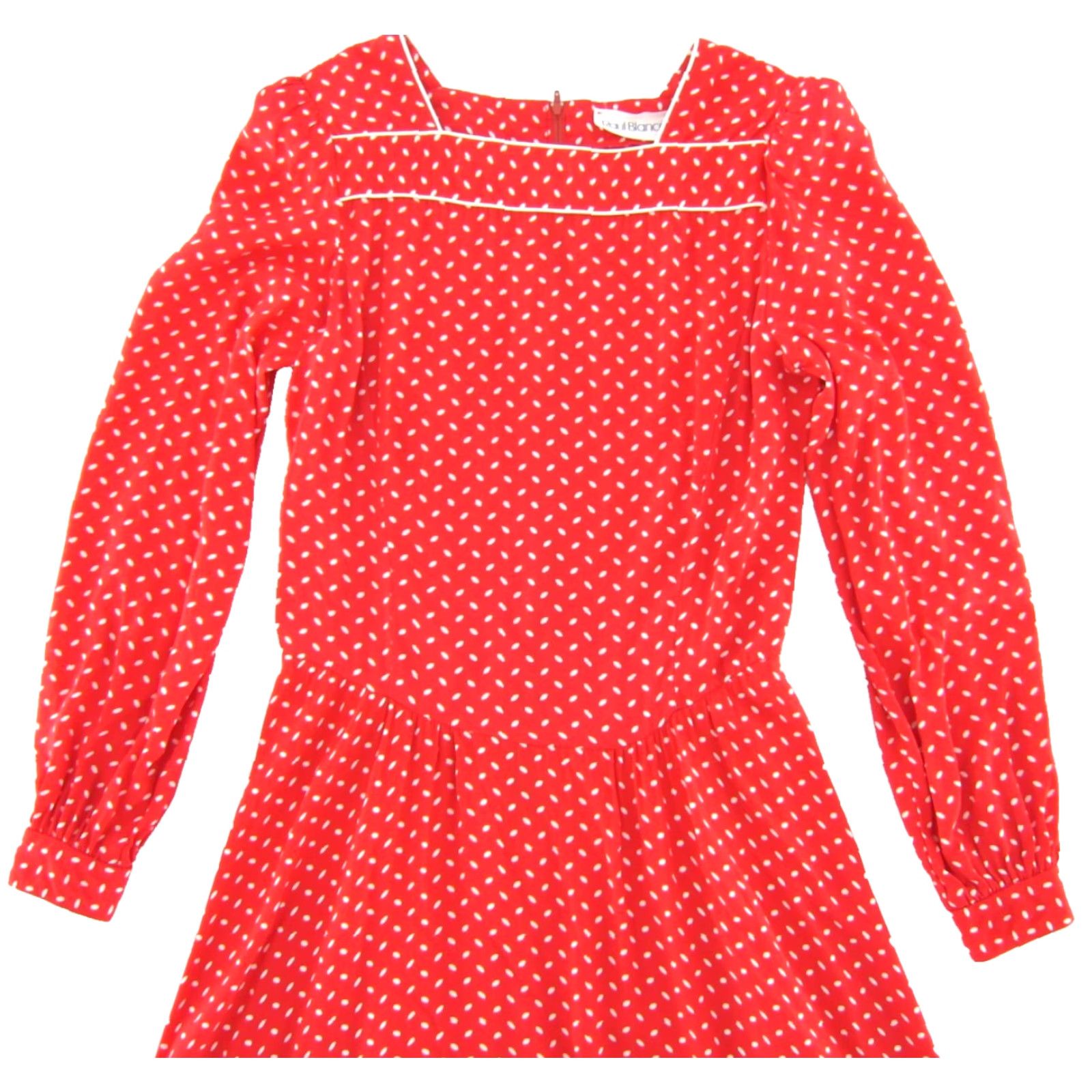 Vintage VTG Raul Blanco 80's Rayon Red White Polka Dot Long Sleeve Midi Dress M-L Dress Size XL / US 12-14 / IT 48-50 - 4 Thumbnail