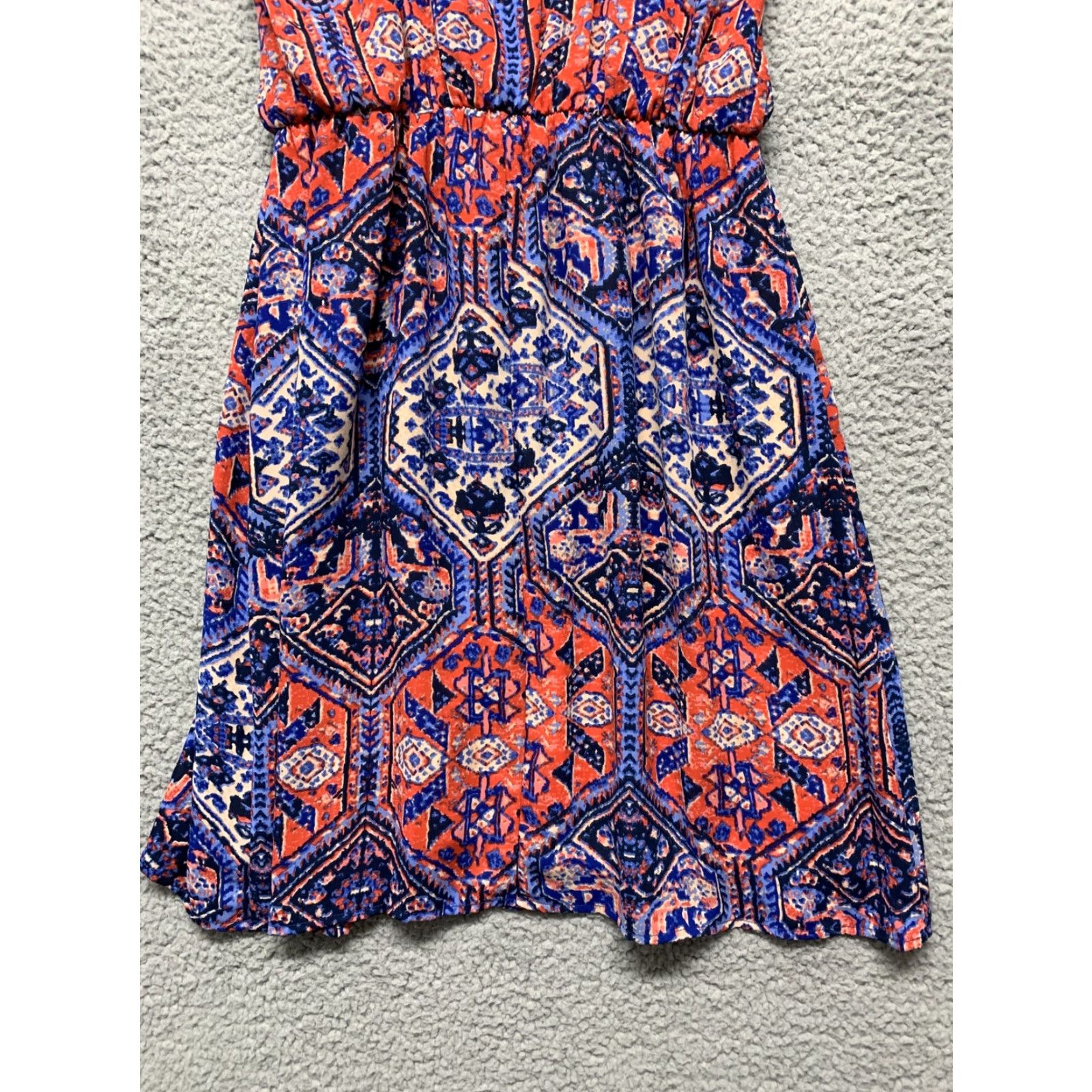 Vintage Everly Dress NWT Womens S Sundress Spaghetti Strap Elastic Waist Lined USA Red Blue Ivory Knee Length Vestless? Size S / US 4 / IT 40 - 6 Thumbnail