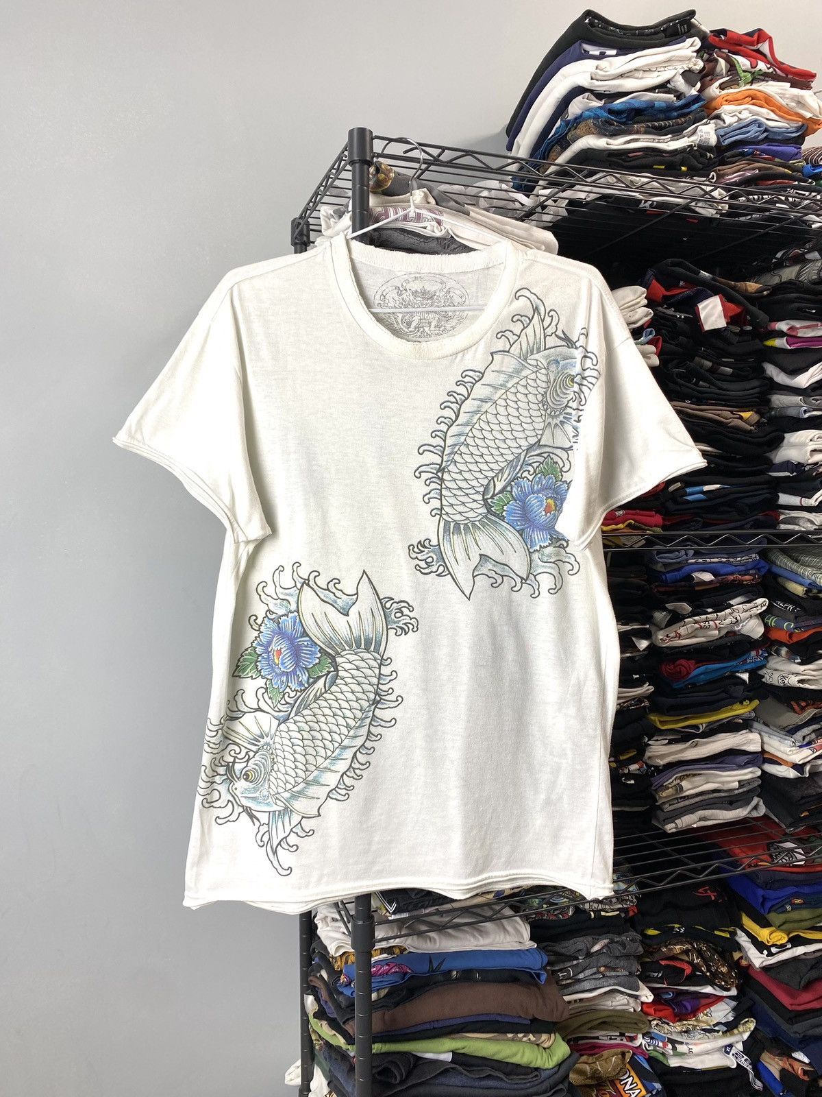 Christian Audigier Vintage Japan Style Fish Prints T Shirt Ed Hardy Style Size US L / EU 52-54 / 3 - 1 Thumbnail