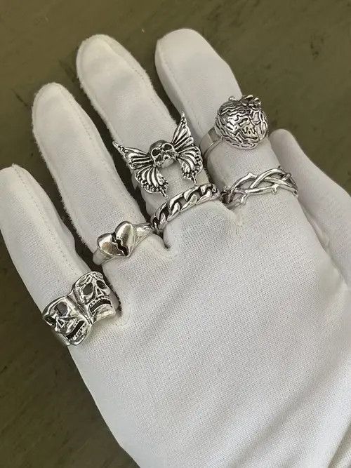 Jewelry × Ring Of Fire Punk Gothic Ring Combo Size ONE SIZE - 2 Thumbnail
