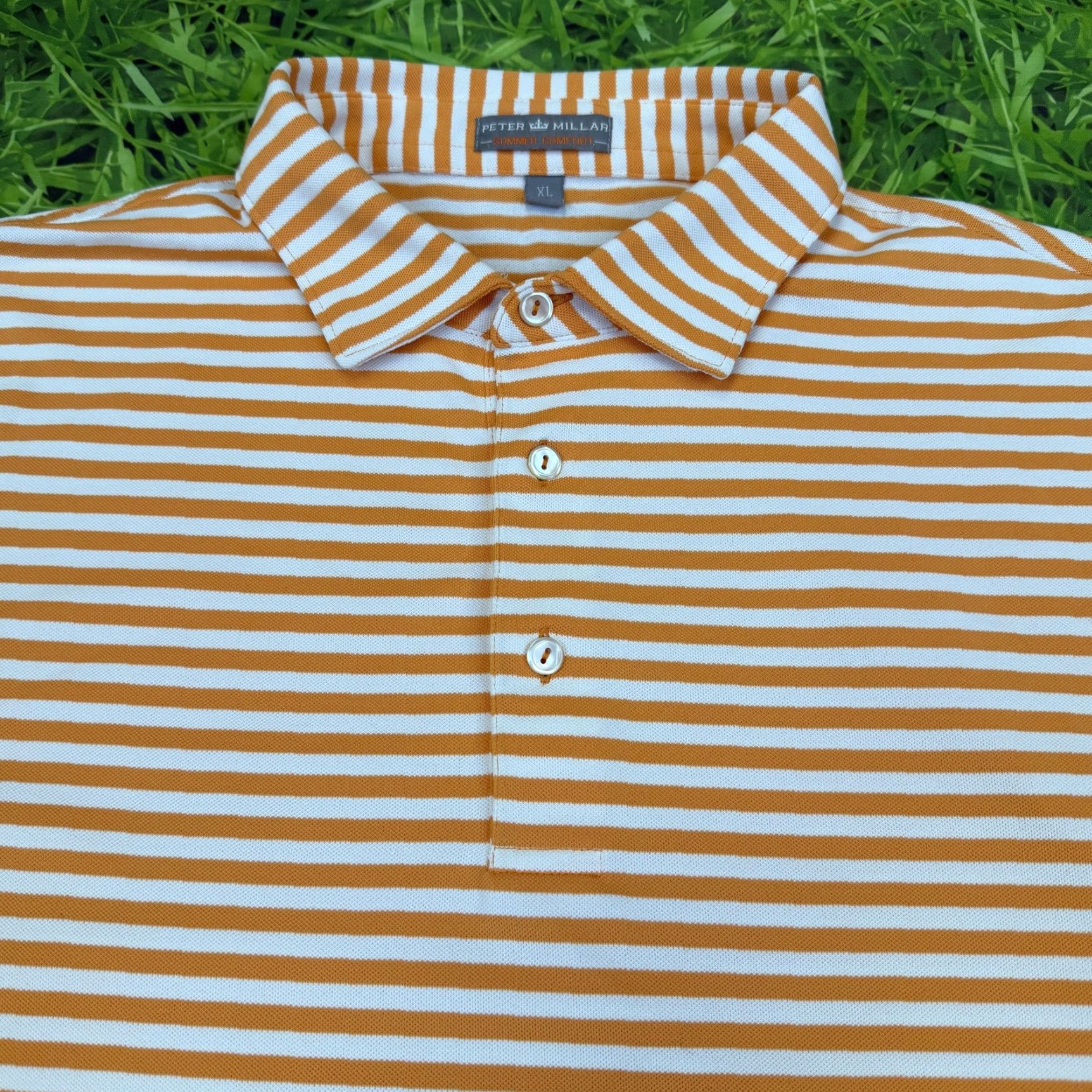 Peter Millar Peter Millar Polo Shirt Mens XL Orange Striped Summer Comfort Golf Performance Short Sleeve Lightweight Moisture Wicking Collared Casual Activewear Size US XL / EU 56 / 4 - 3 Thumbnail