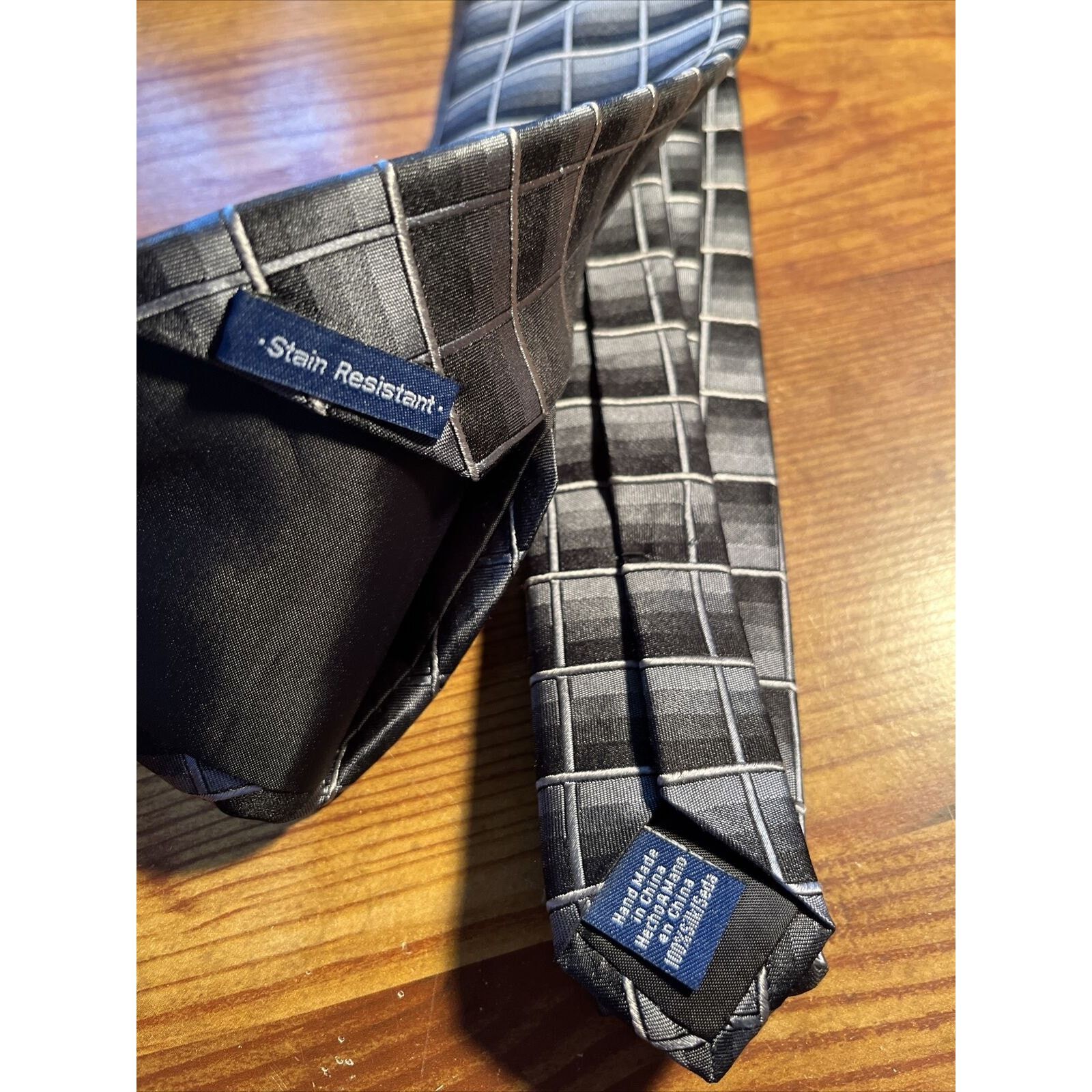 John Ashford John Ashford Men's Gray Blue Plaid Silk Dress Tie Size ONE SIZE - 2 Thumbnail