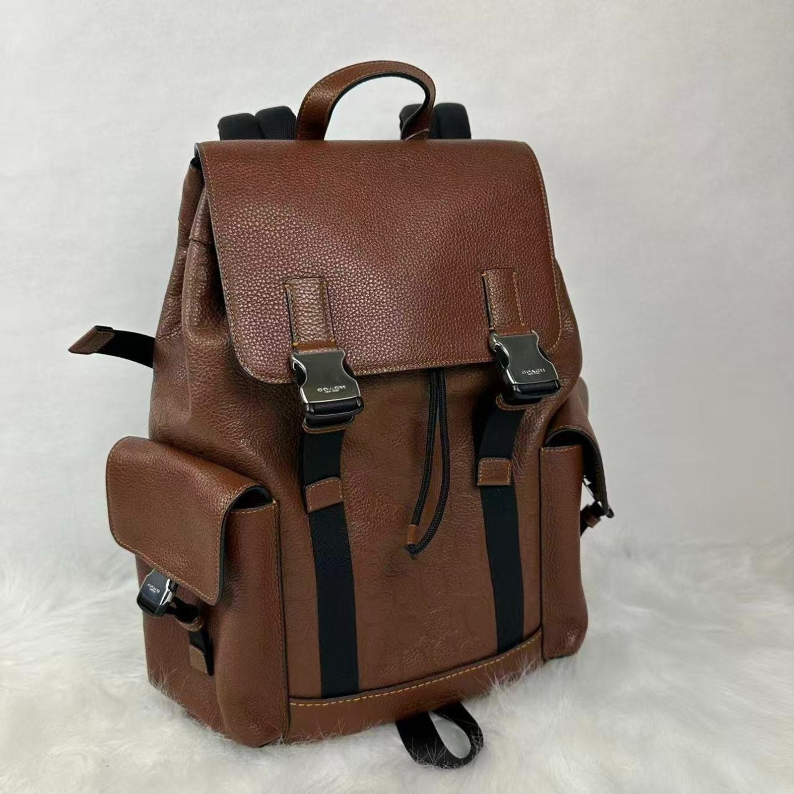 Coach COACH MEN'S Clark Backpack pebble leather Vintage Brown Size ONE SIZE - 2 Thumbnail