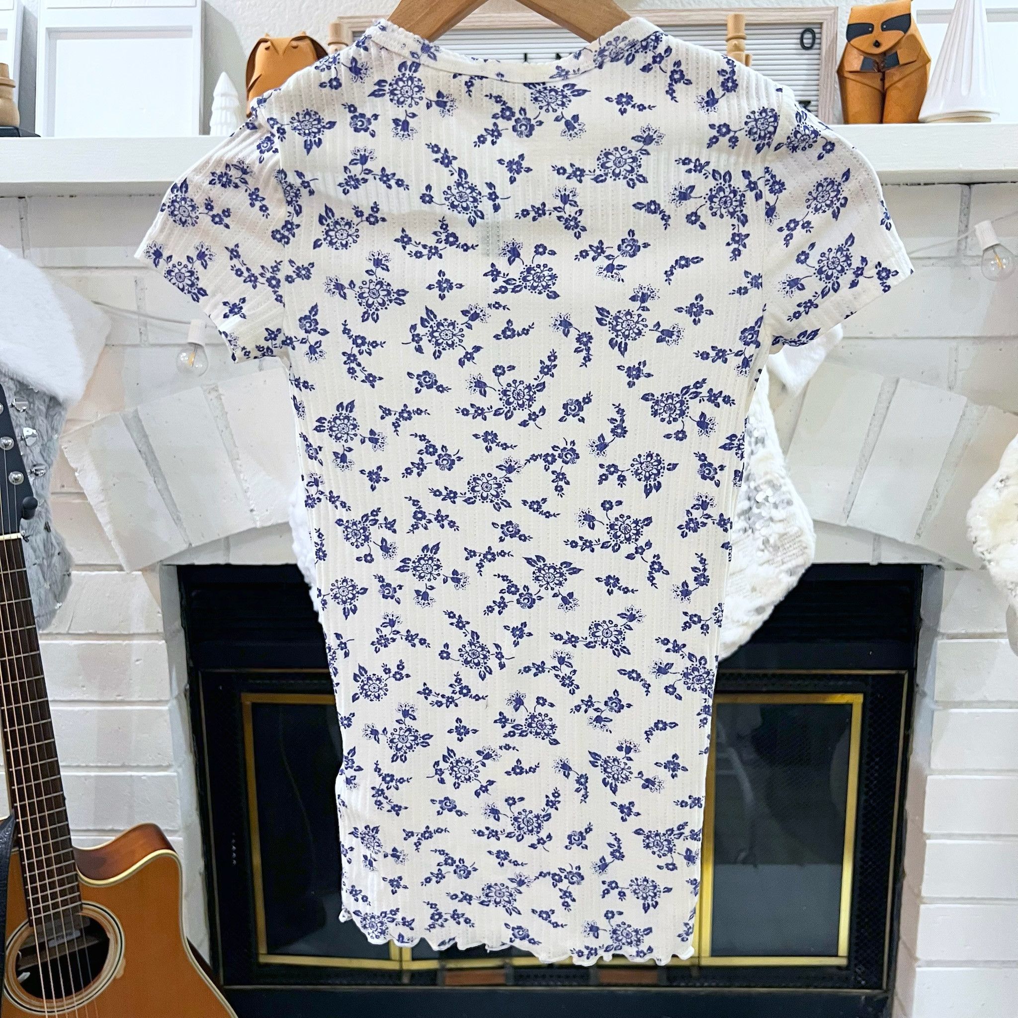 Polo Ralph Lauren Polo Ralph Lauren Blue Floral Print Lettuce Hem Tshirt Size XS / US 0-2 / IT 36-38 - 3 Thumbnail