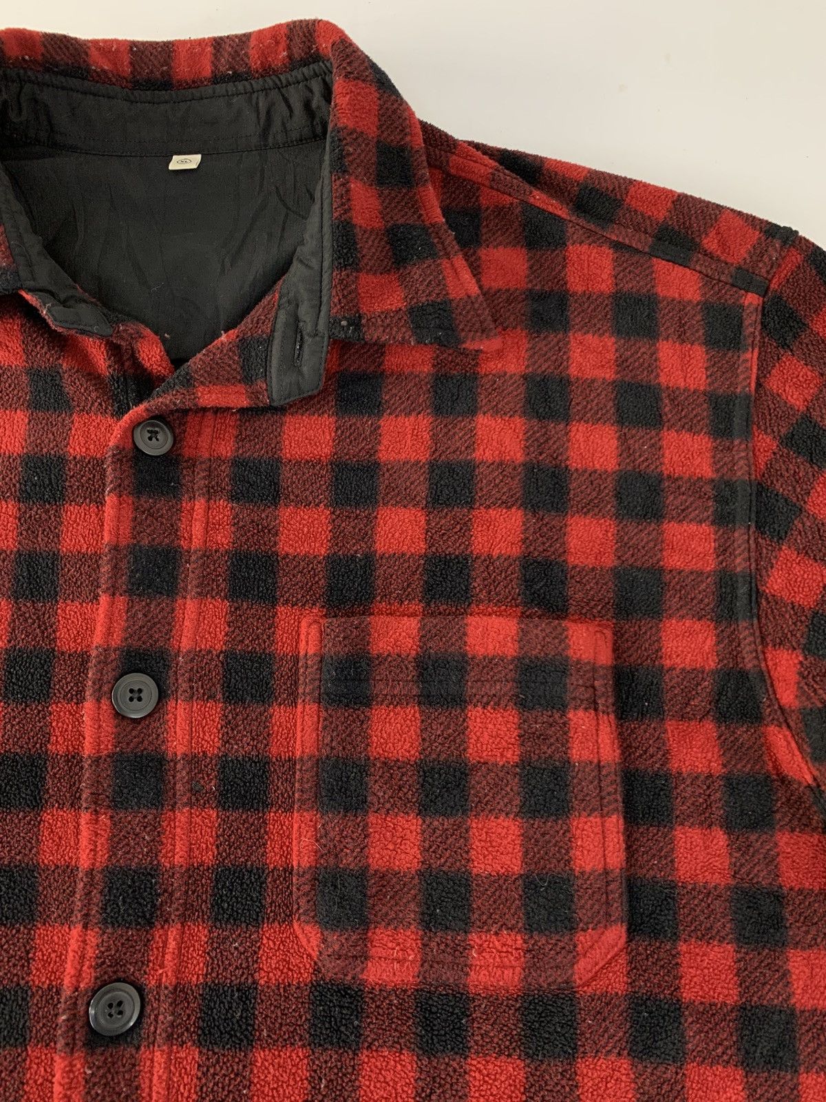 Vintage Vintage Style Japanese Fleece Button Up Shadow Plaid Checked Size US XL / EU 56 / 4 - 4 Thumbnail
