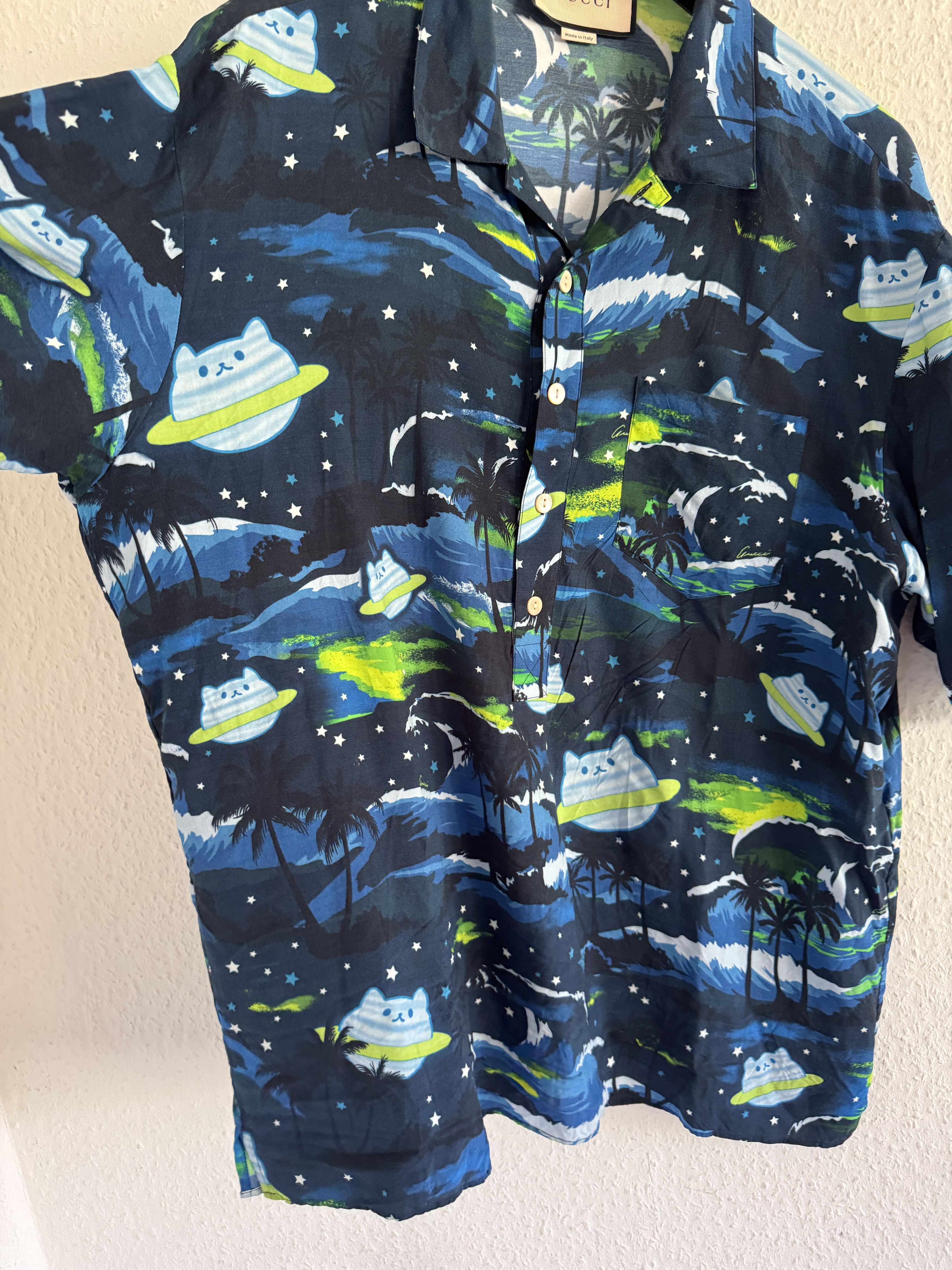 Gucci UFO Cat Print Bowling Shirt Size US L / EU 52-54 / 3 - 5 Thumbnail