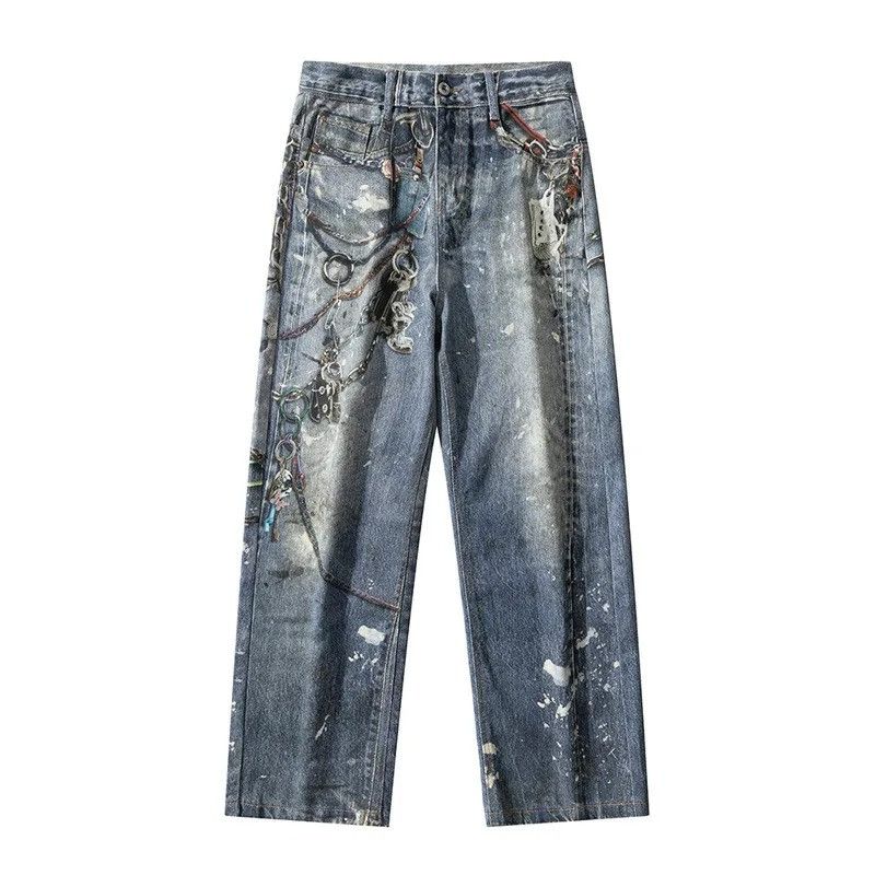 Jean Vintage Casual Trousers Straight Size US 33 - 6 Thumbnail