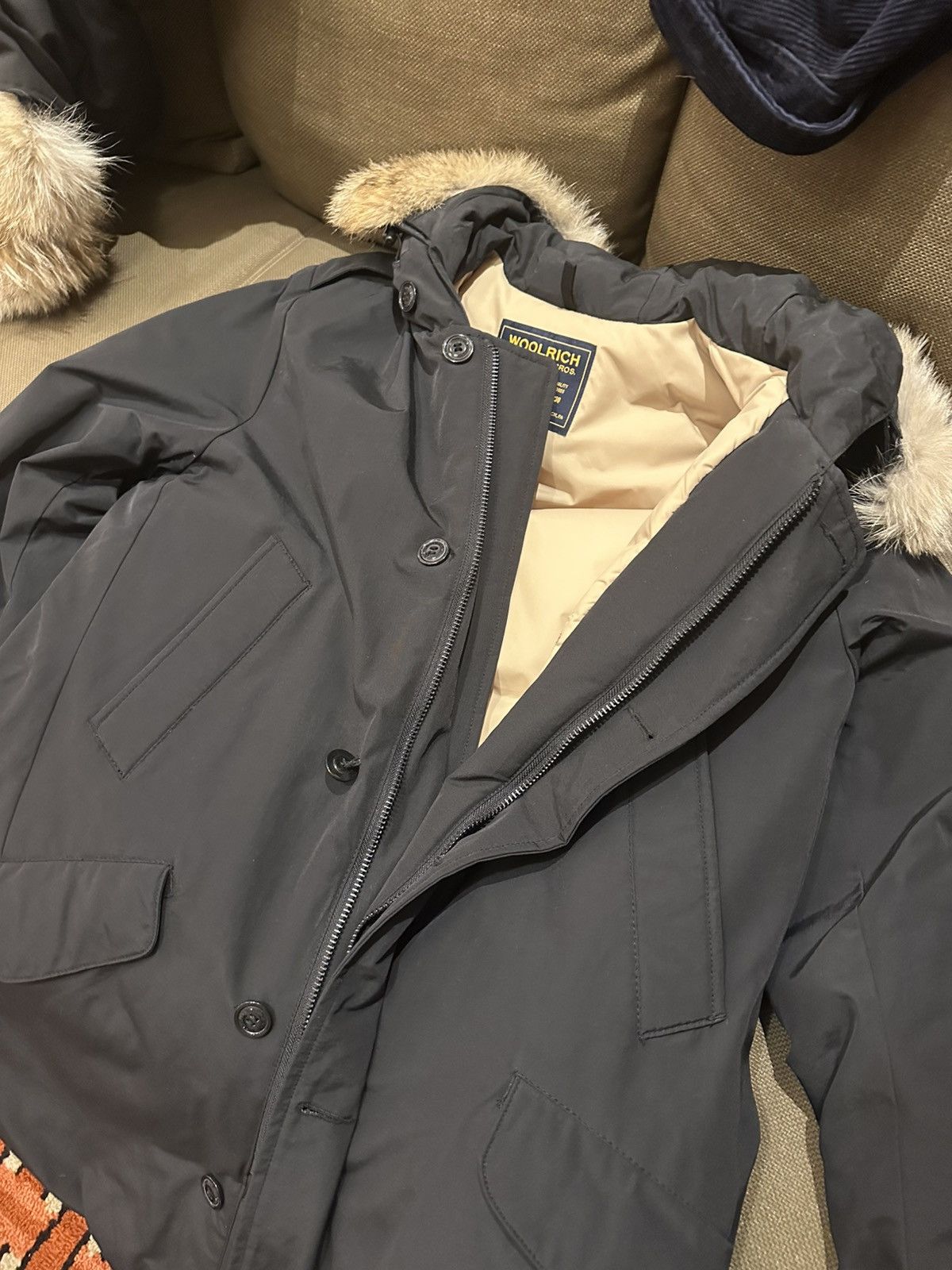 Woolrich Woolen Mills Black Woolrich parka with detachable fur hood Size US L / EU 52-54 / 3 - 9 Thumbnail