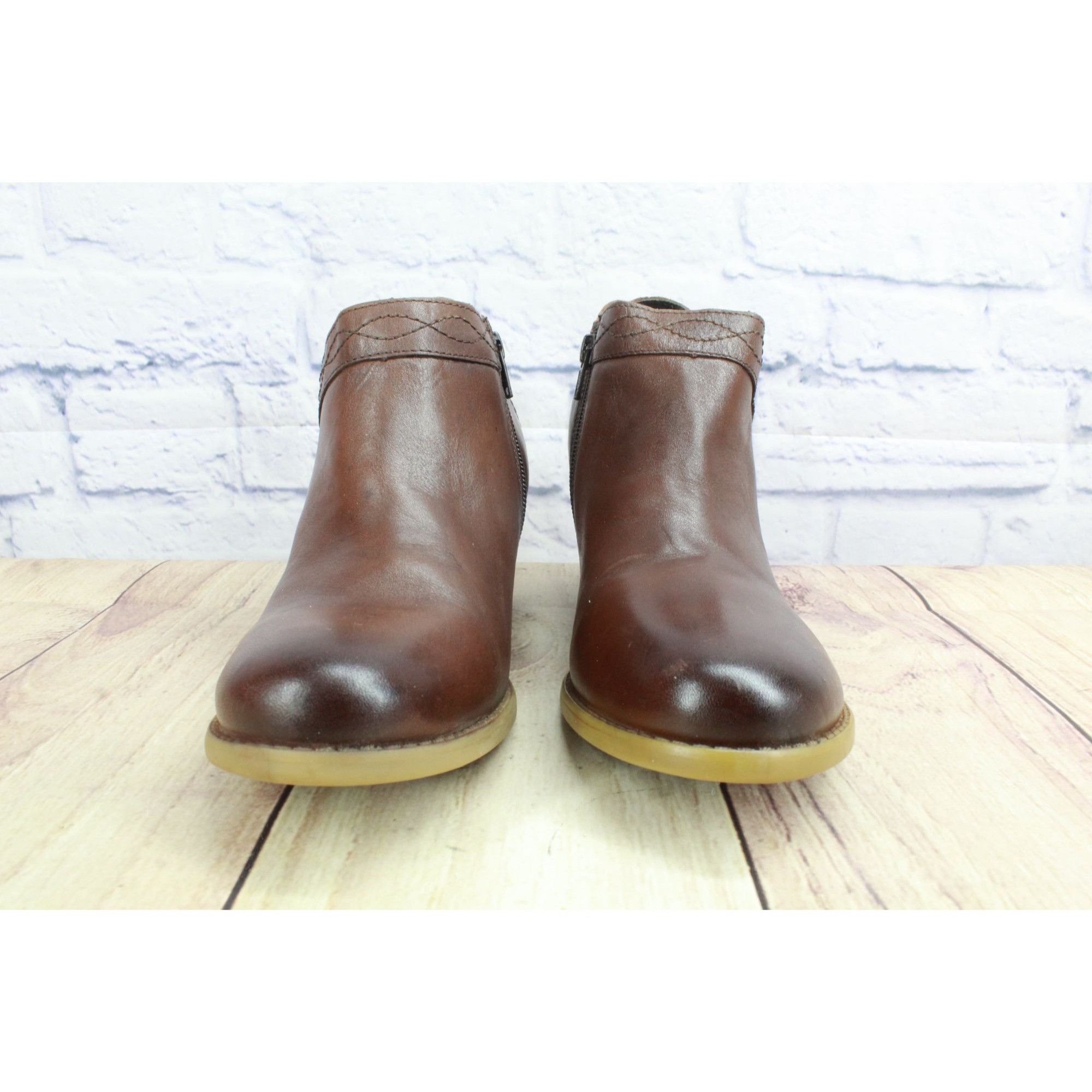 Other Earth Side Zip Notched Heel Brown Leather Ankle Bootie Women Size US 9.5 / IT 39.5 - 8 Thumbnail
