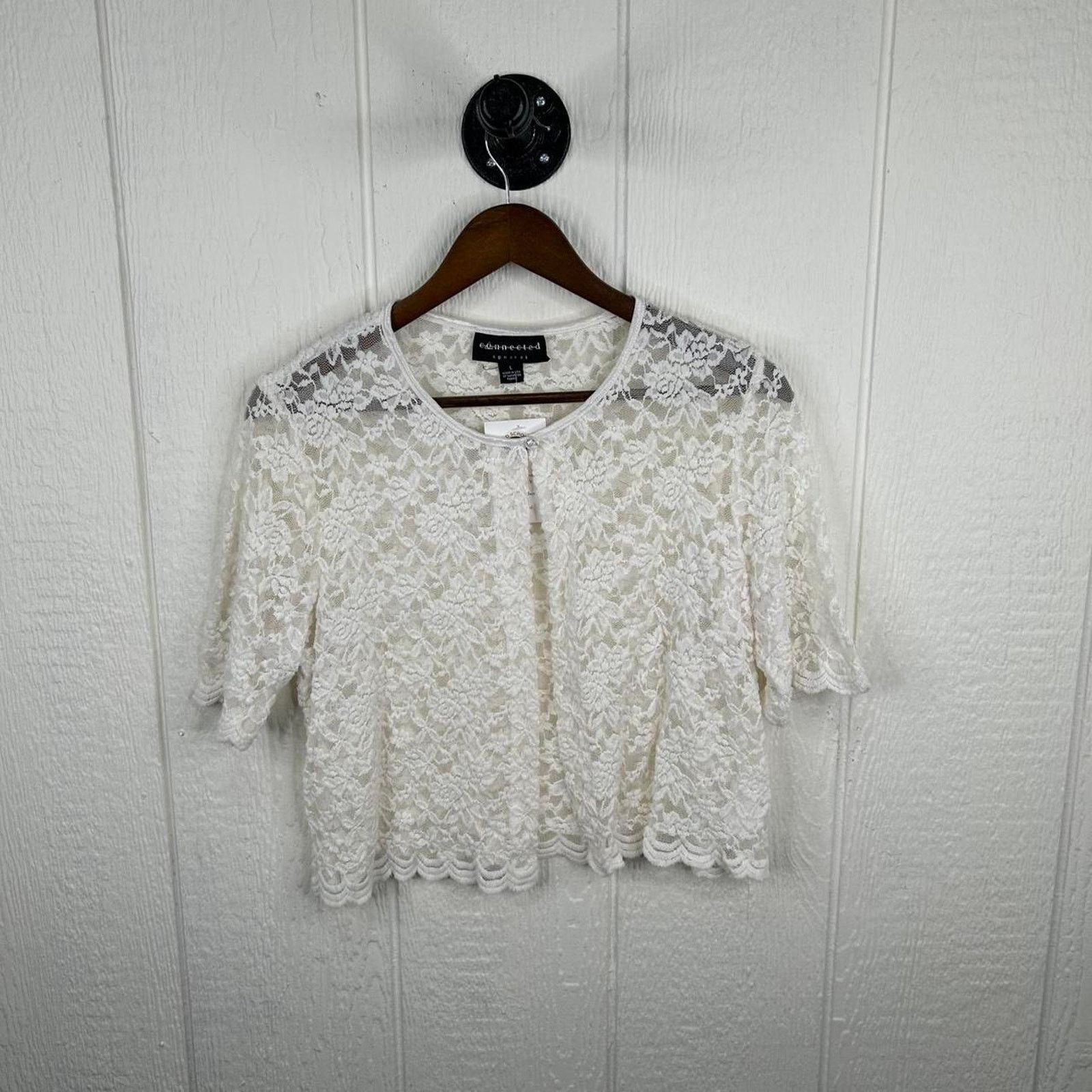 Other Y2K Connected Apparel Lace Boho Cropped Cardigan Top Large Size L / US 10 / IT 46 - 1 Thumbnail