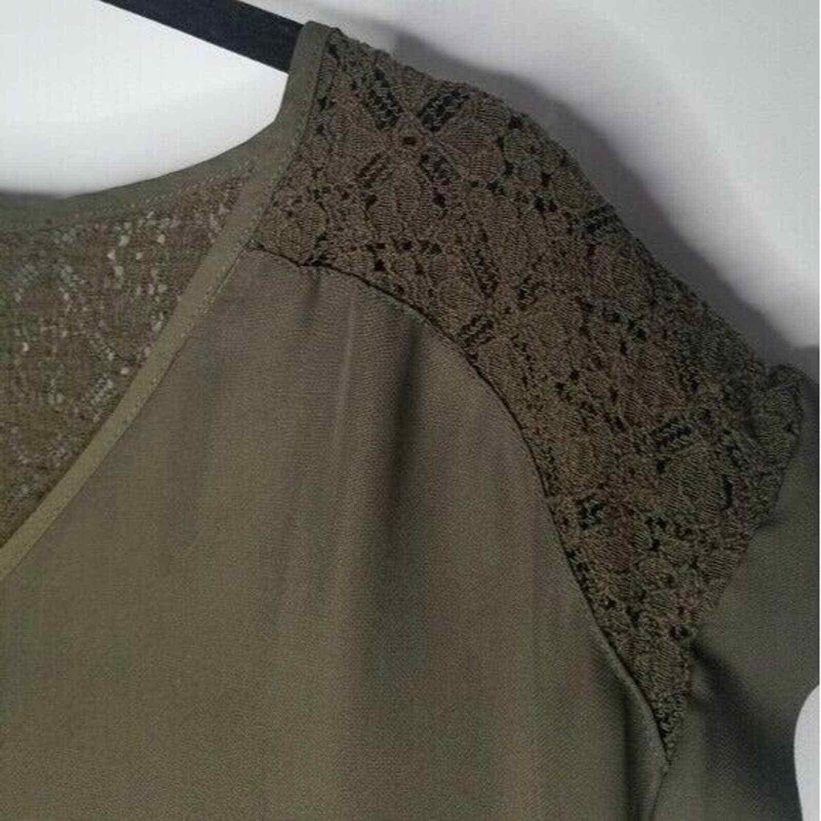 Other My Michelle Blouse Olive Green Lace Top Size L / US 10 / IT 46 - 3 Thumbnail