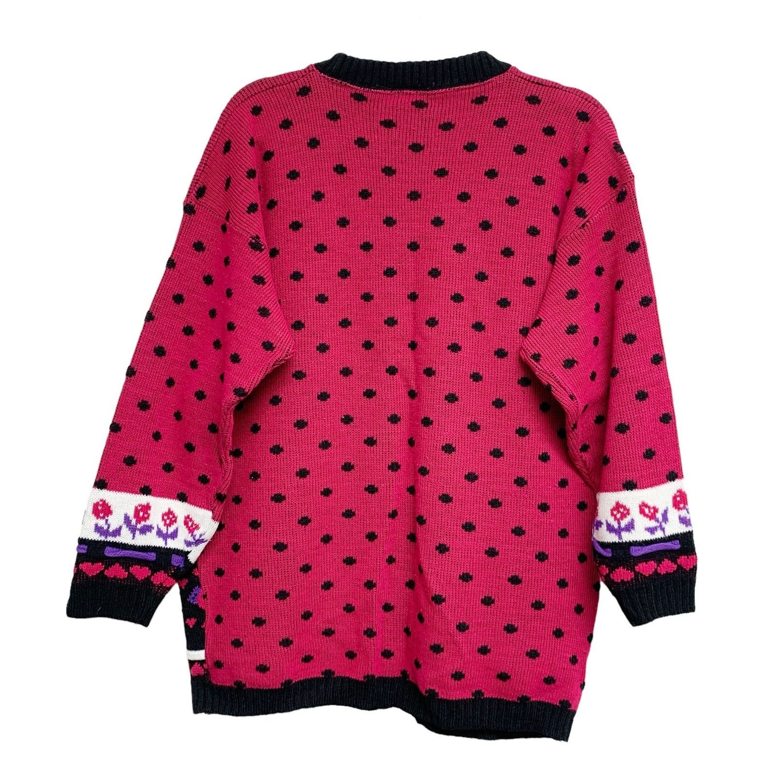 Vintage Vintage New Addition Floral Dot Knit Pullover 90s Sweater Size ONE SIZE - 5 Thumbnail