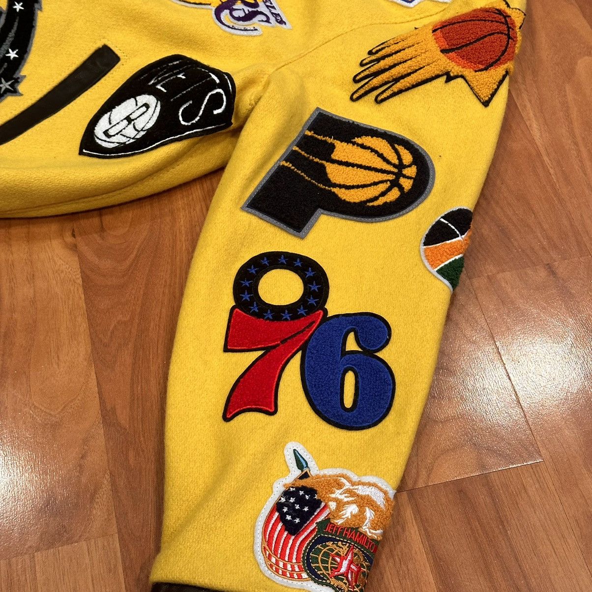 Jeff Hamilton × NBA Jeff Hamilton NBA Collage Wool and Leather Jacket Size M New Size US M / EU 48-50 / 2 - 8 Thumbnail