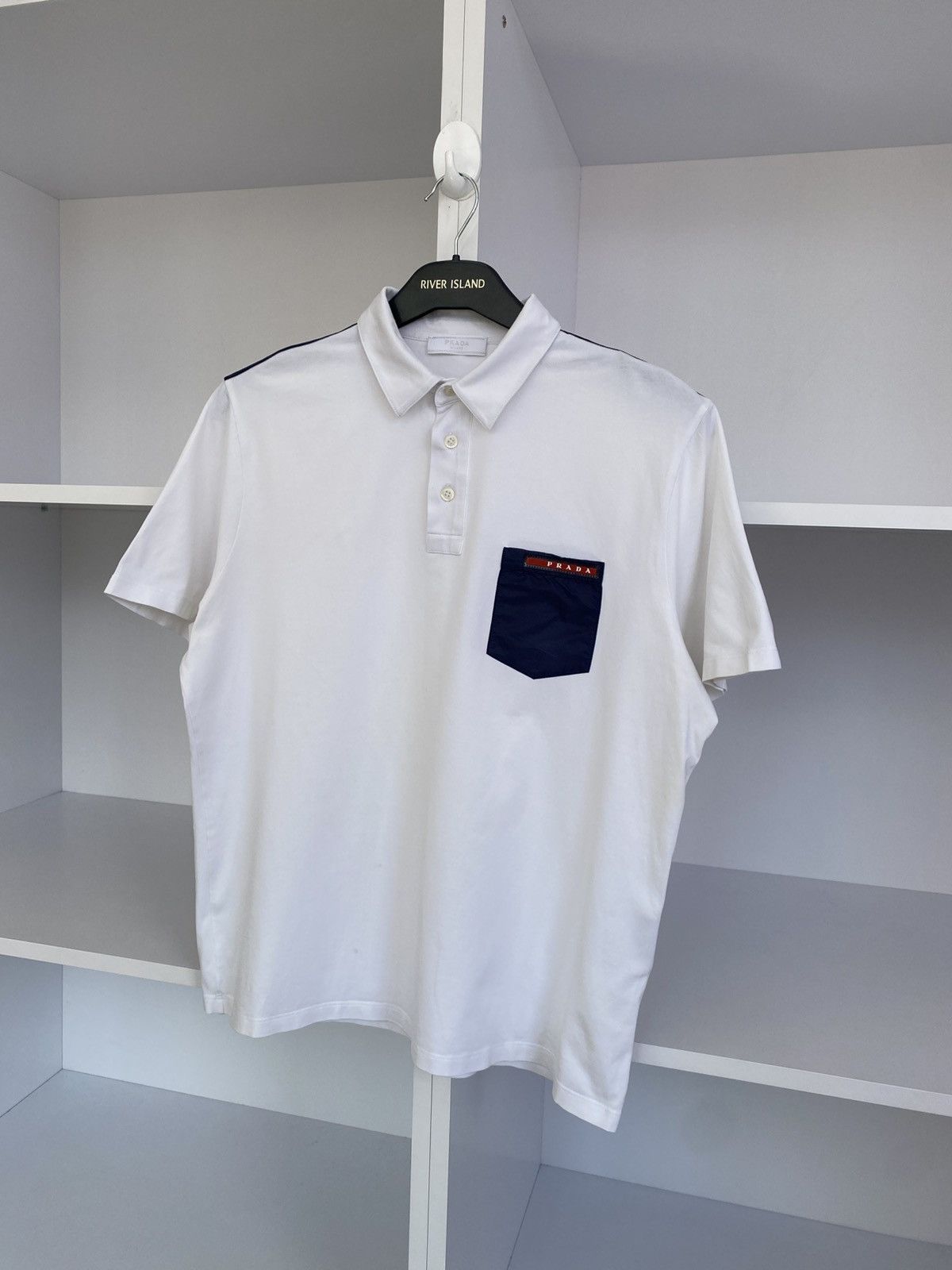 Prada Vintage Prada Red Tab Pocket Polo T-Shirt Size US L / EU 52-54 / 3 - 4 Thumbnail
