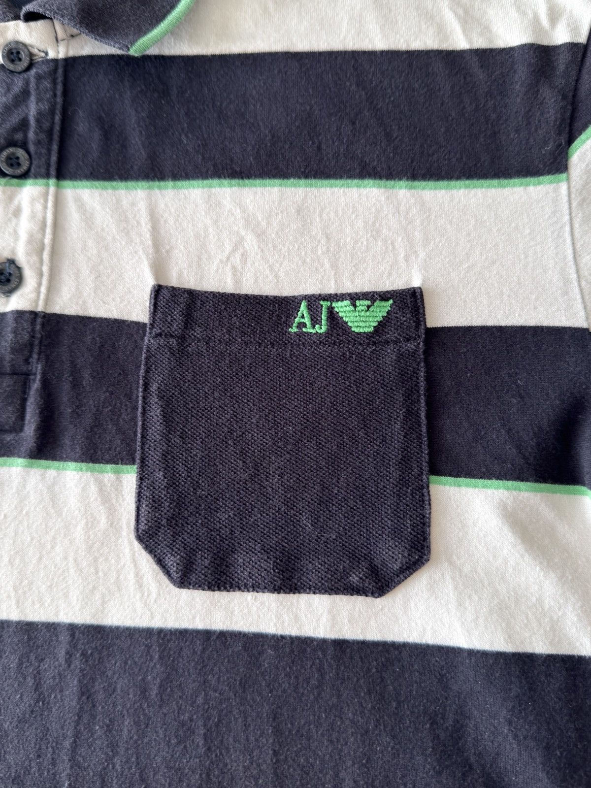 Armani Polo Armani Jeans AJ Originale Righe Blu/Verde Cotone Tail M Size US M / EU 48-50 / 2 - 3 Thumbnail