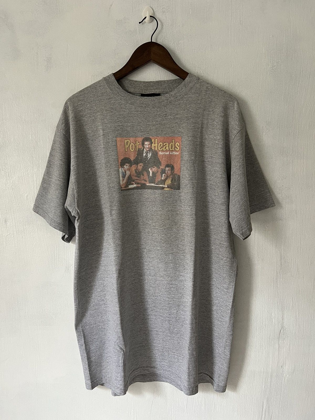 Image of Vintage 90’S Serial Killers Skateboards Pot Head T-Shirt in Grey, Men's (Size XL)