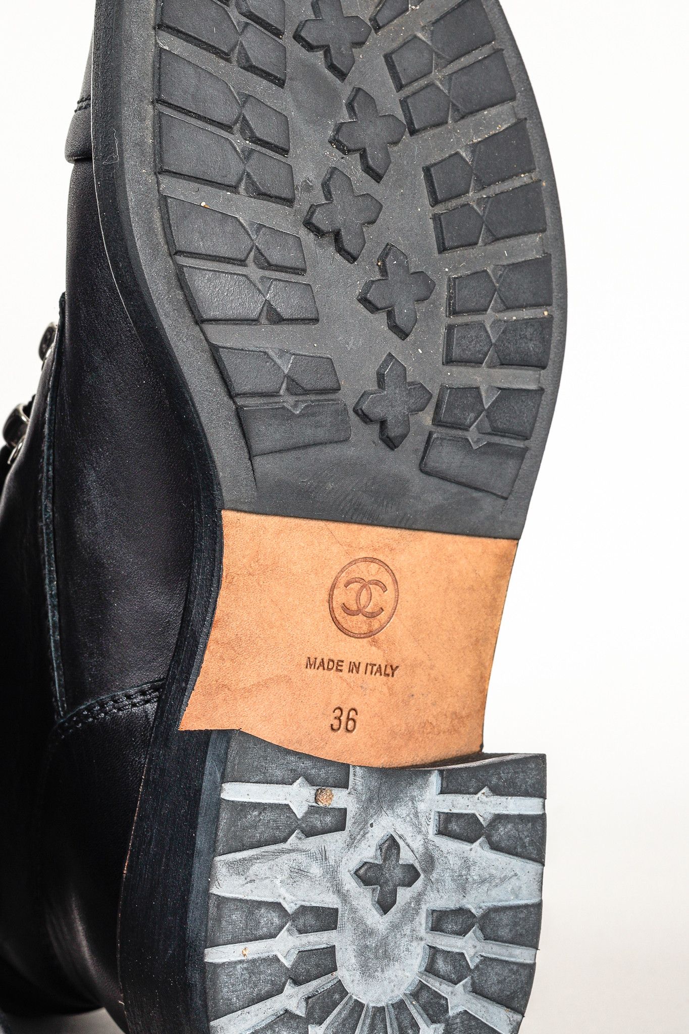 Chanel Chanel 15A Black Leather Tweed-Trim Lace-Up Short Boots Size US 6 / IT 36 - 5 Thumbnail