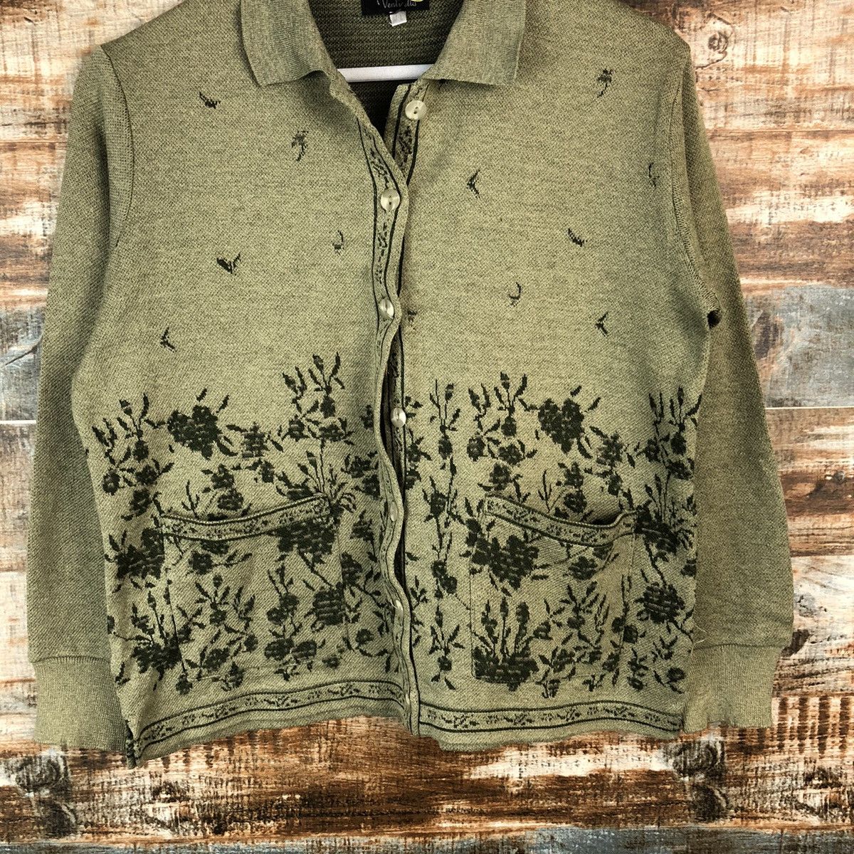 Homespun Knitwear × Japanese Brand Venlicella Green vintage Patterned Cardigans #A1747 Size M / US 6-8 / IT 42-44 - 6 Thumbnail