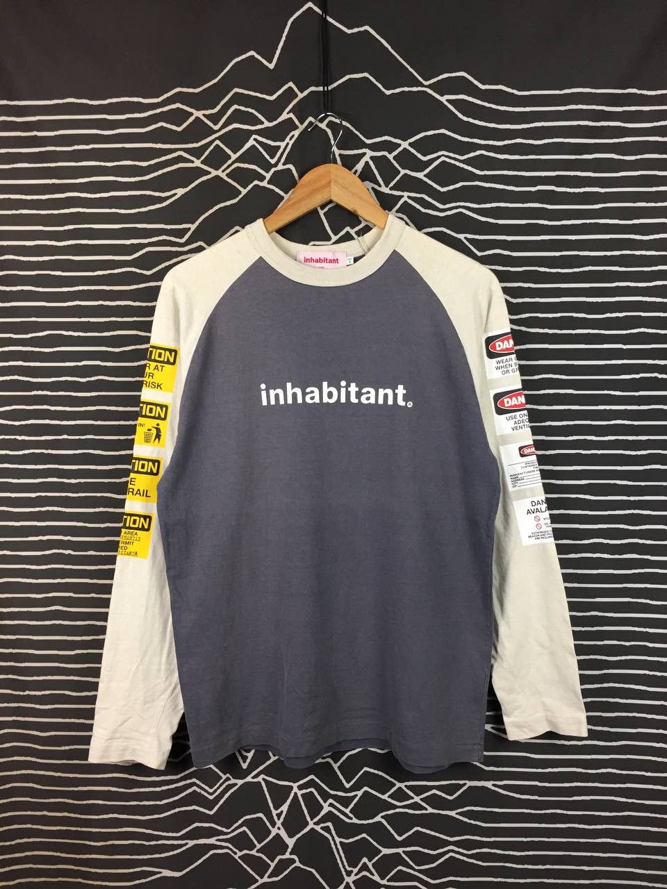 Japanese Brand Vtg Inhabitant Japan Industrial Danger Caution Raglan Tee Size US S / EU 44-46 / 1 - 2 Thumbnail