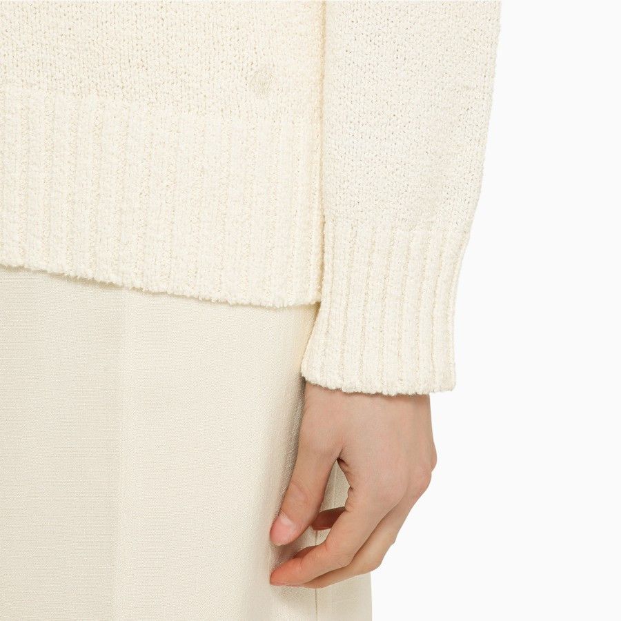 Loulou de Saison o1d2blof0824 Cotton-Blend Crew-Neck Sweater in Ivory Size L / US 10 / IT 46 - 4 Thumbnail