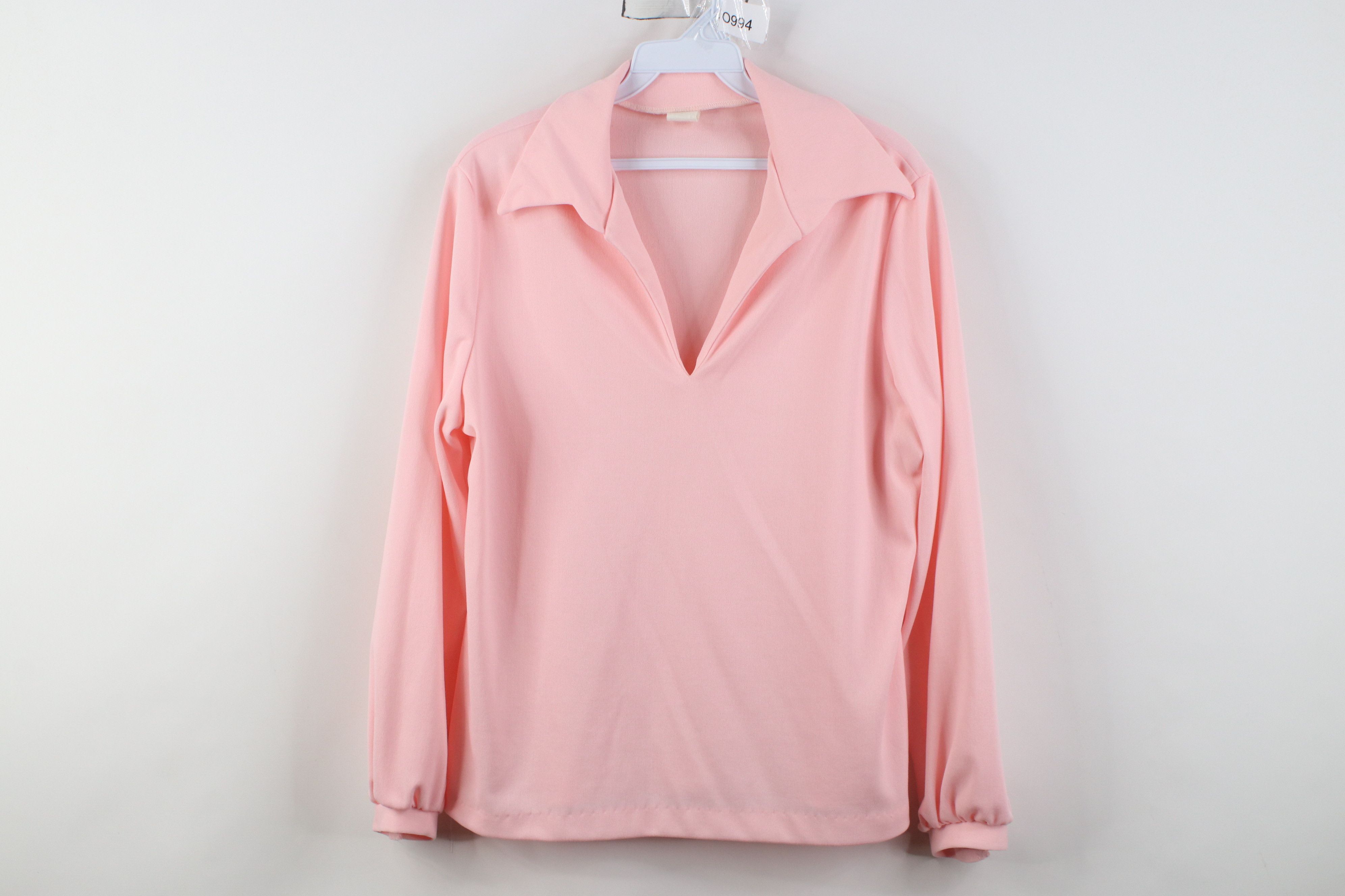 Vintage Vintage 70s Streetwear Knit Collared Pullover Shirt Pink USA Size XXL / US 16-18 / IT 52-54 - 1 Thumbnail