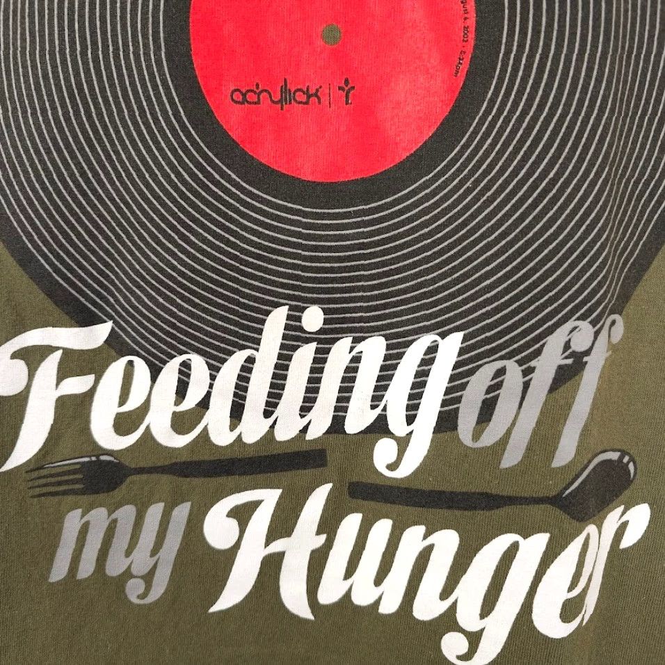 Gildan Acrylick T Shirt Mens Size Medium Green Vinyl Record Feeding Off My Hunger Size US M / EU 48-50 / 2 - 3 Thumbnail