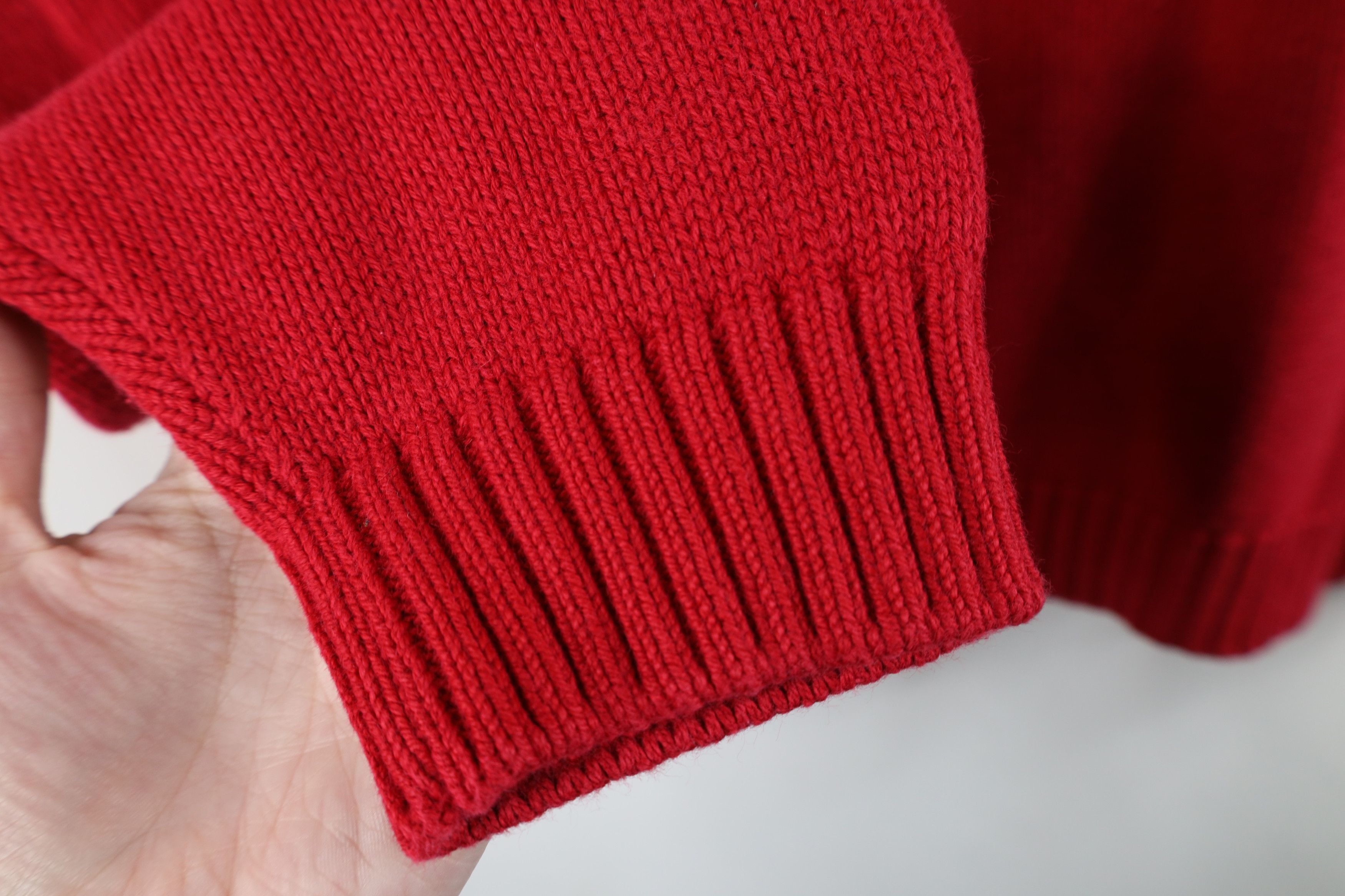 Lands' End × Vintage Vintage 90s Lands End Blank Cotton Knit Sweater Red USA Size L / US 10 / IT 46 - 5 Thumbnail