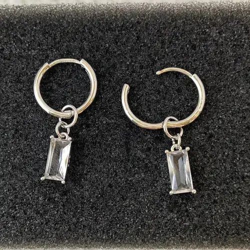 Other 925 Silver Plated Crystal Dangle Drop Earrings for Men Women Size ONE SIZE - 4 Thumbnail