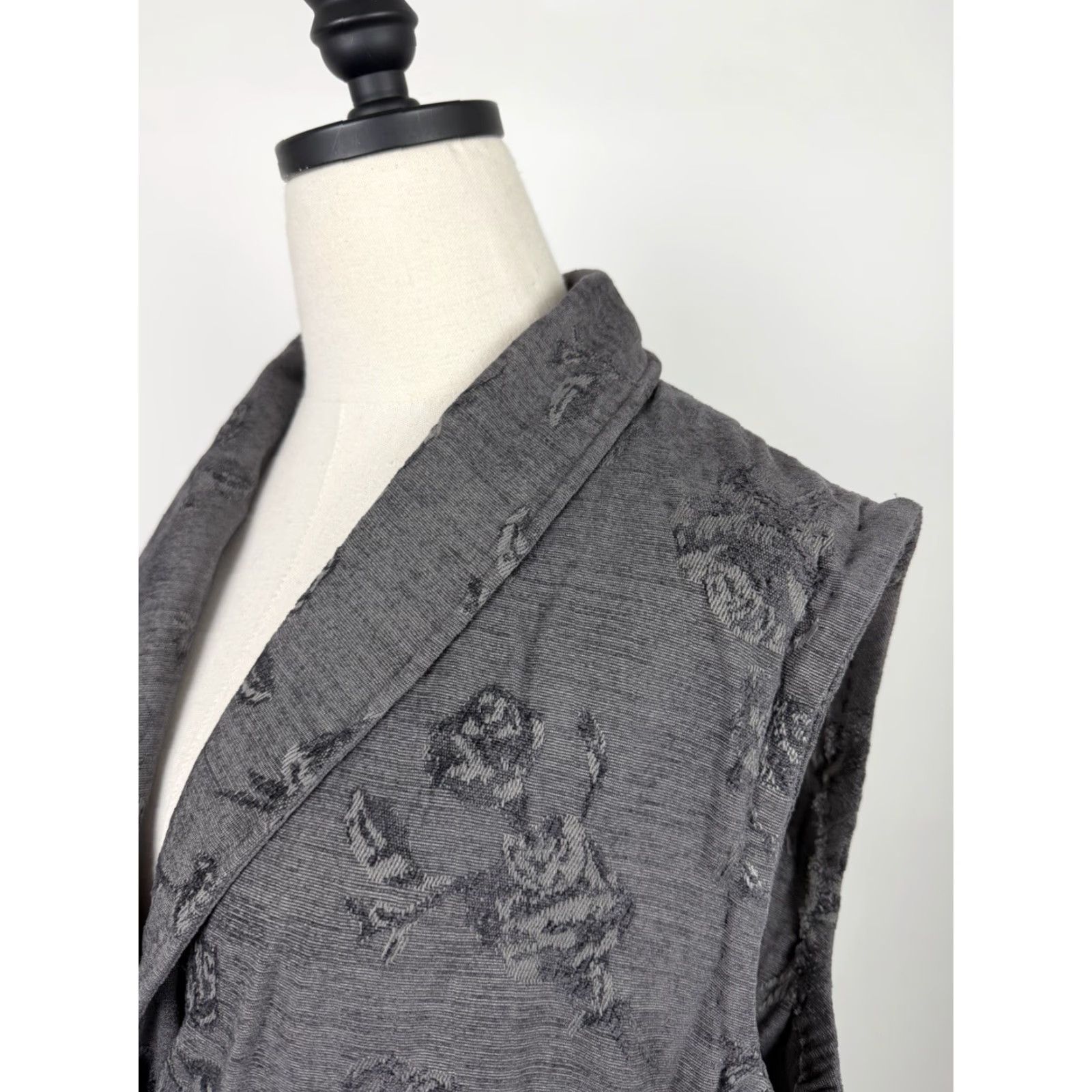 J. Jill J. Jill Vest Shirt Womens Large Tall Floral Boho Tapestry Knit Charcoal Gray 90s Partially Altered Sleeveless Bodice - AS IS Size L / US 10 / IT 46 - 5 Thumbnail