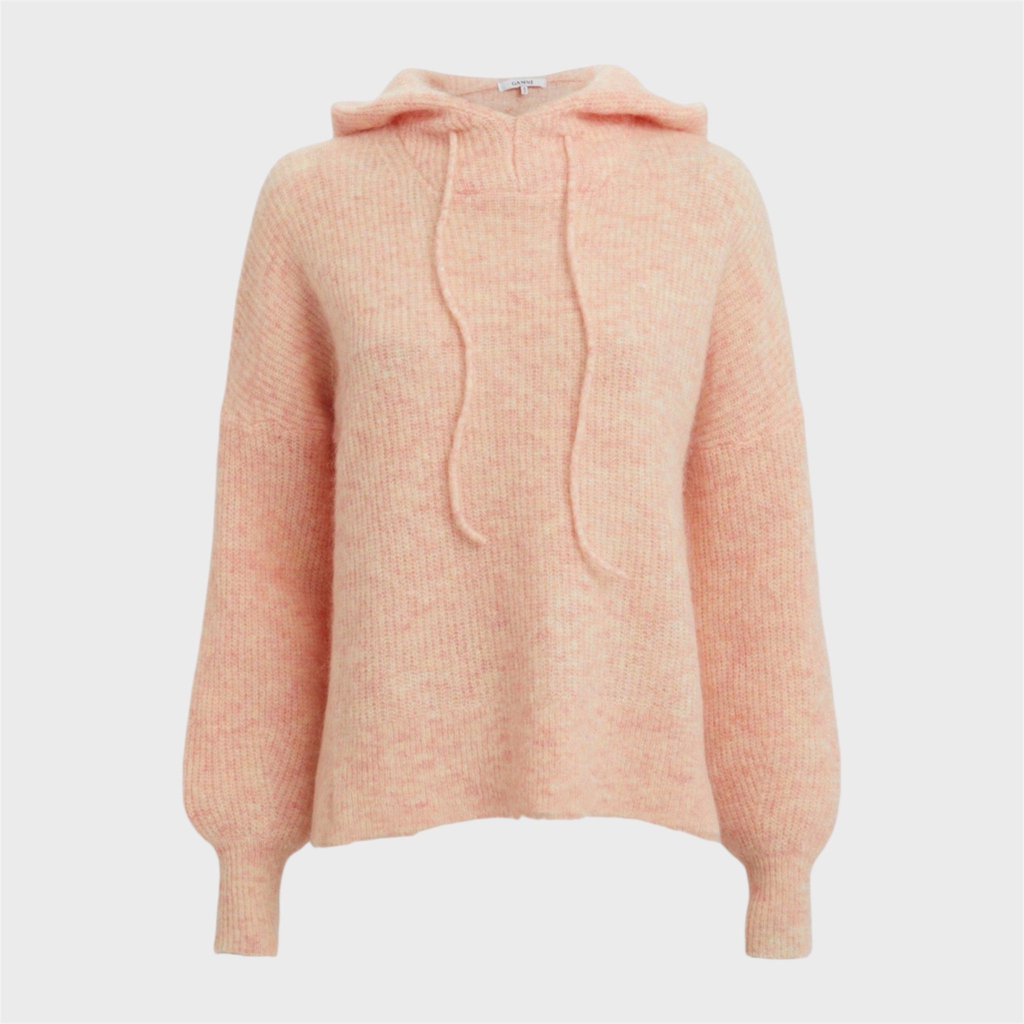 Ganni GANNI Pink Ribbed Wool Blend Knit Hoodie Size M / US 6-8 / IT 42-44 - 1 Thumbnail