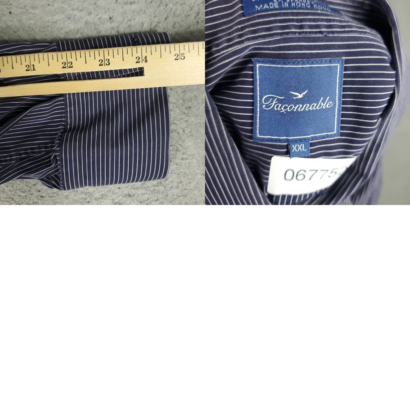 Faconnable Façonnable Shirt Mens 2XL Purple Striped Button-Up Long Sleeve Casual Dress Shirt Button-Down Collar Men’s Classic Colorful Modern Preppy Size US XXL / EU 58 / 5 - 8 Thumbnail