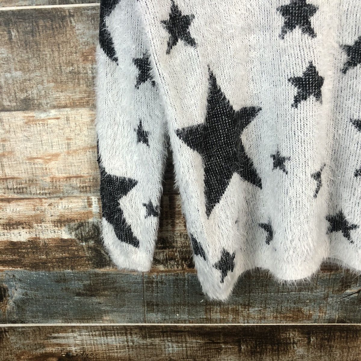 Japanese Brand DL Culots Star White Mohair fur shag Knitwear #C367 Size M / US 6-8 / IT 42-44 - 7 Thumbnail
