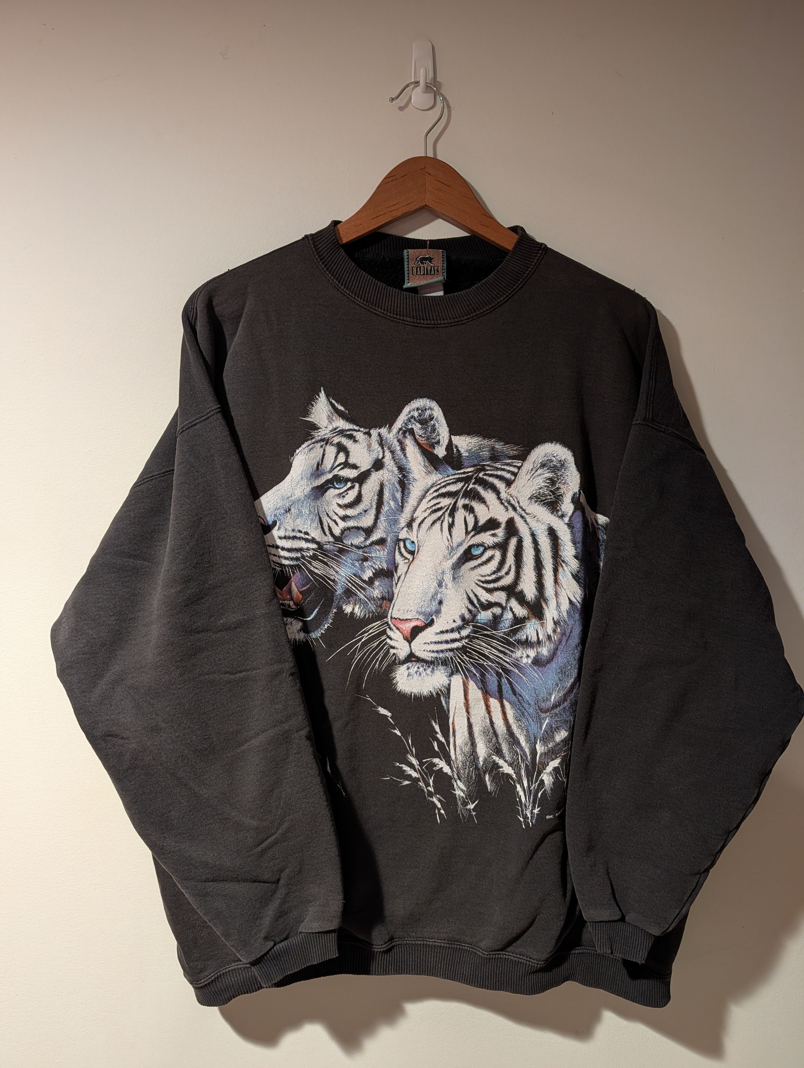 Habitat Vintage 90s Habitat Snow Tiger Sweatshirt Big Print Nature Size US XL / EU 56 / 4 - 1 Thumbnail